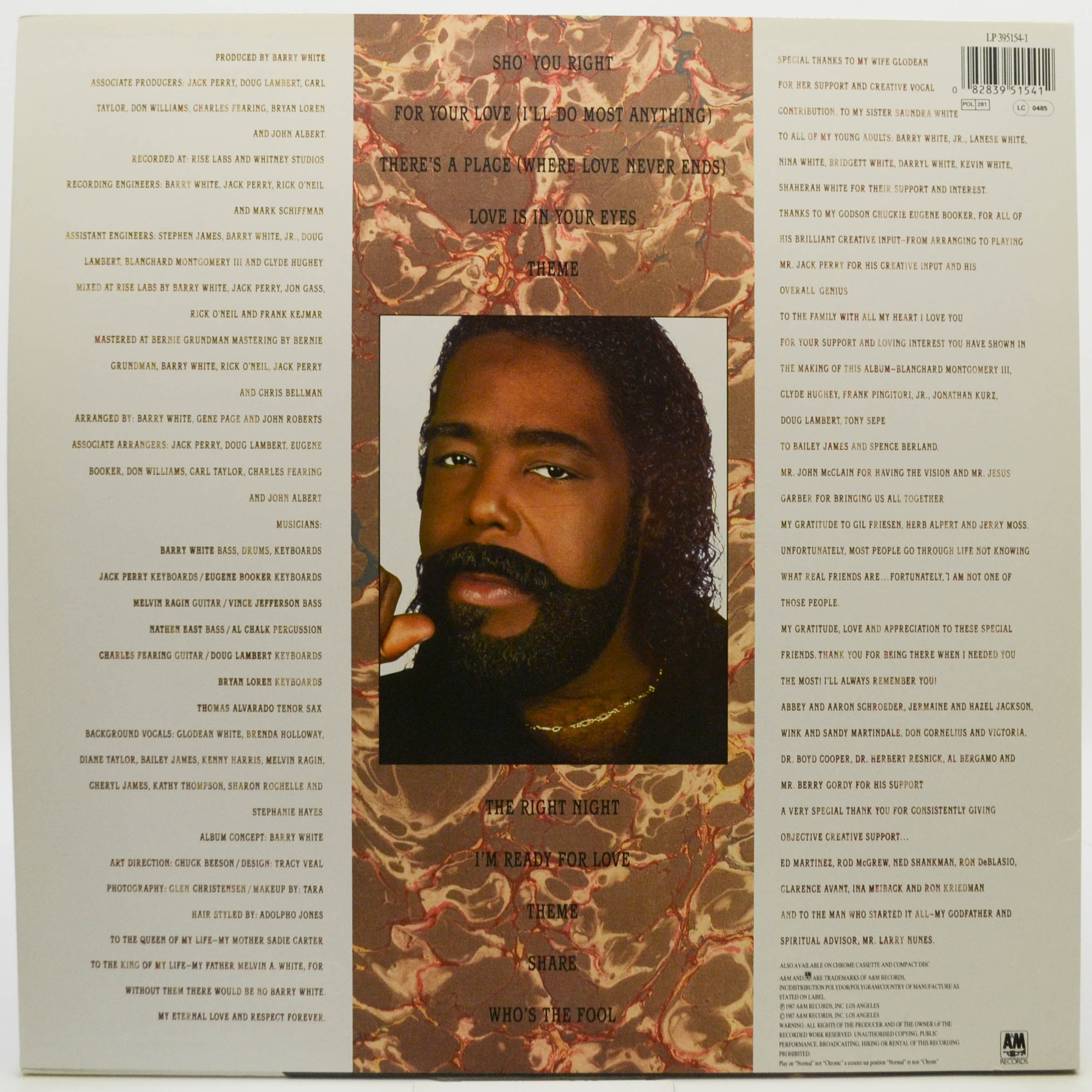 Виниловая пластинка Barry White — The Right Night & Barry White, 1987