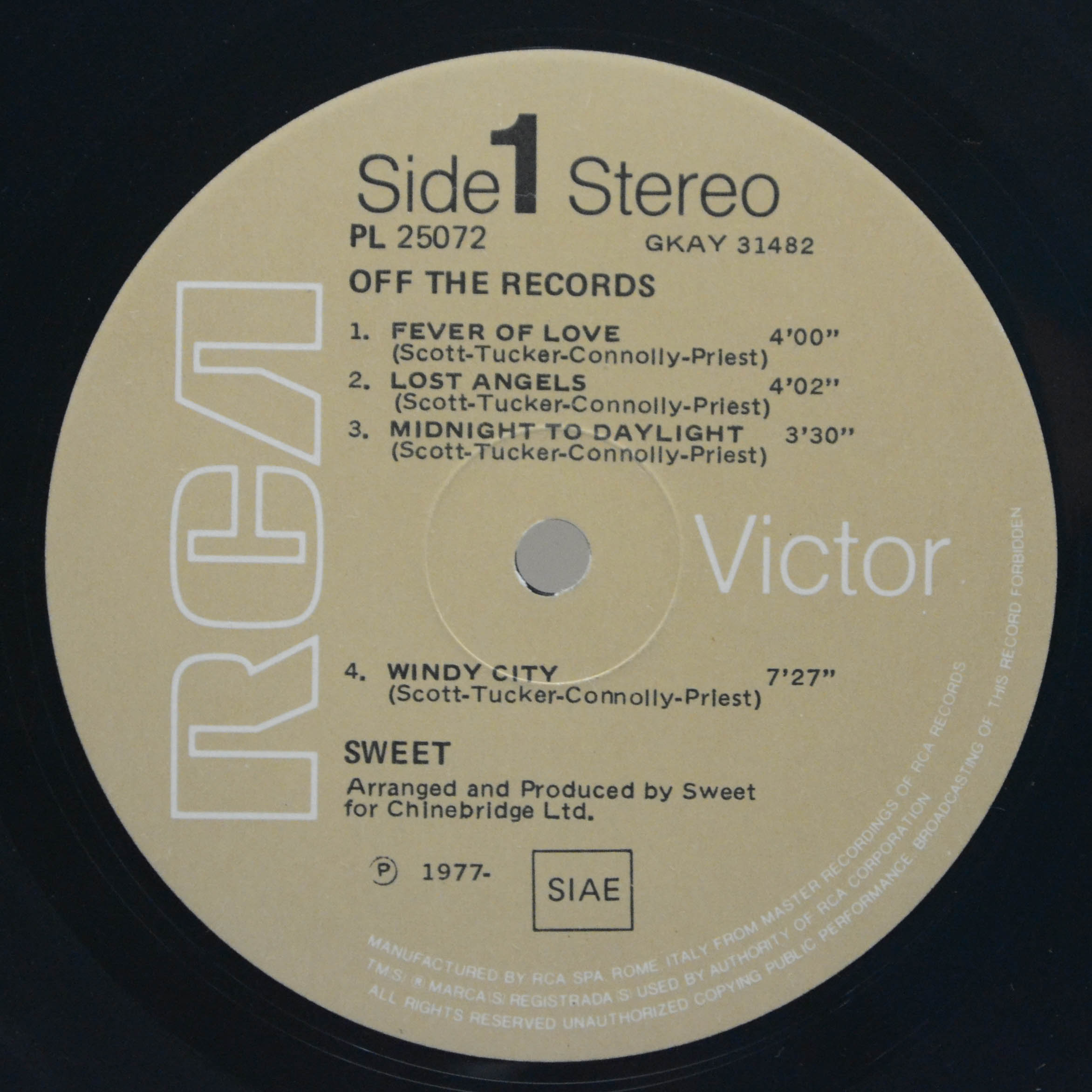 Виниловая пластинка Sweet — Off The Record, 1977