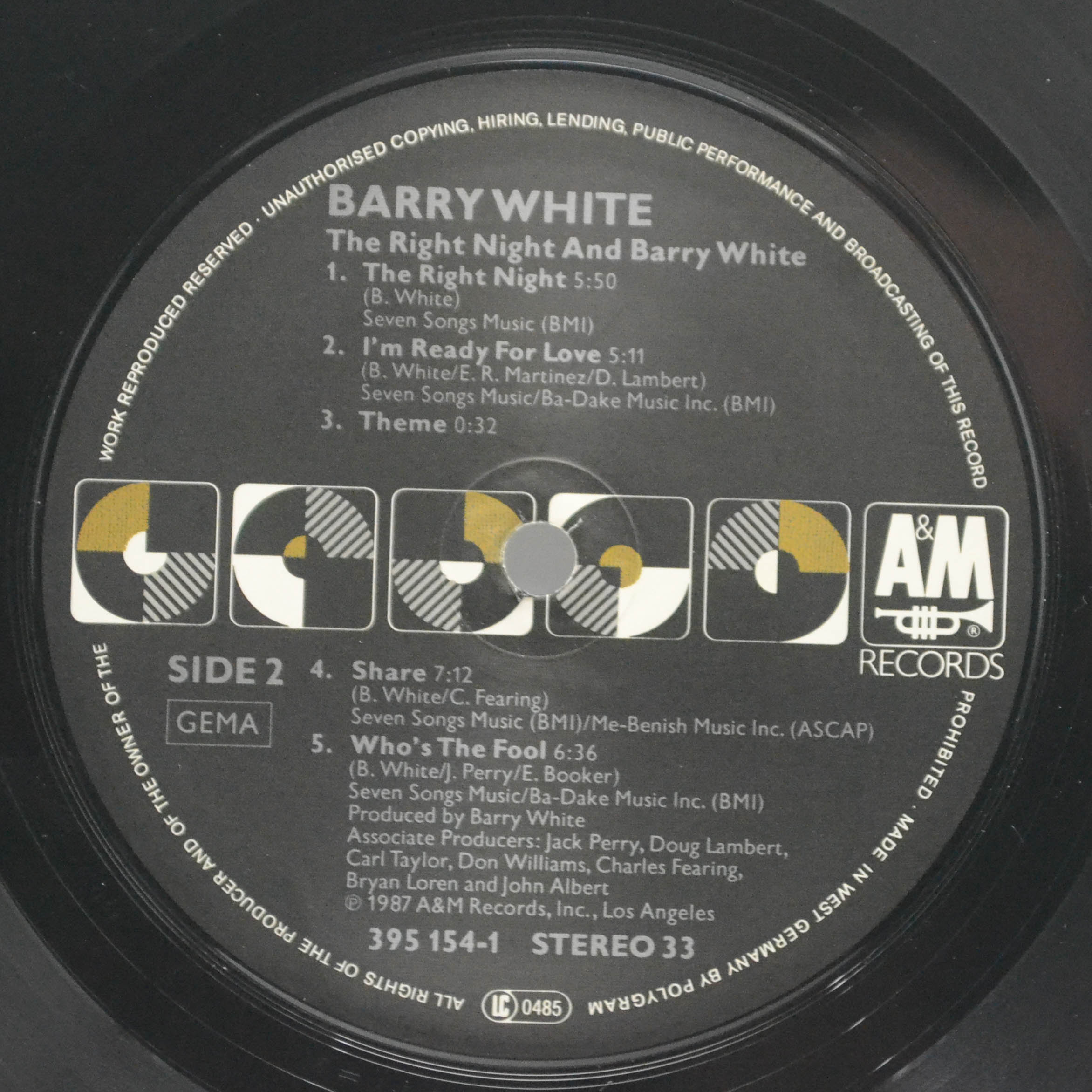 Виниловая пластинка Barry White — The Right Night & Barry White, 1987