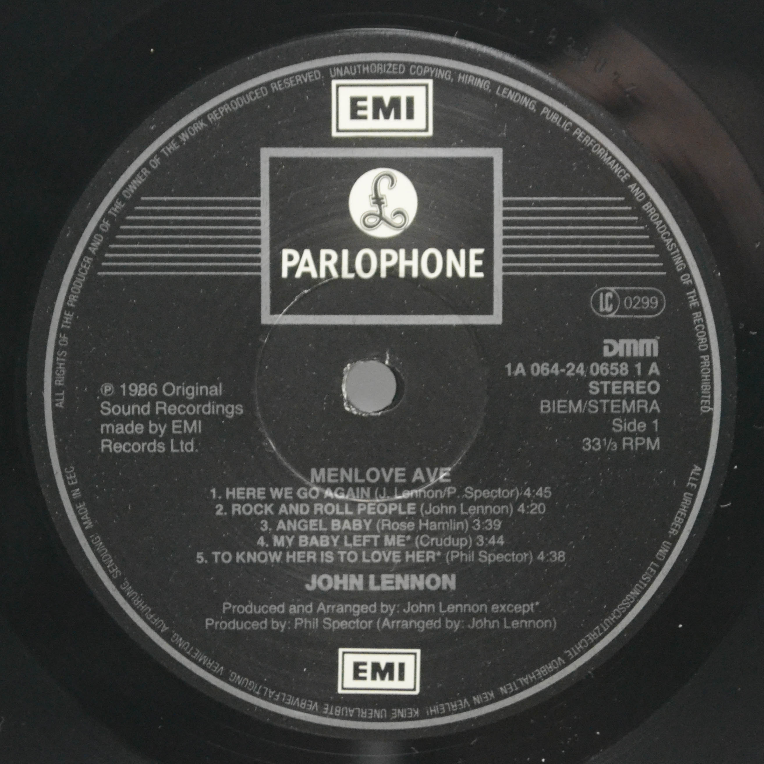 John Lennon — Menlove Ave, 1986