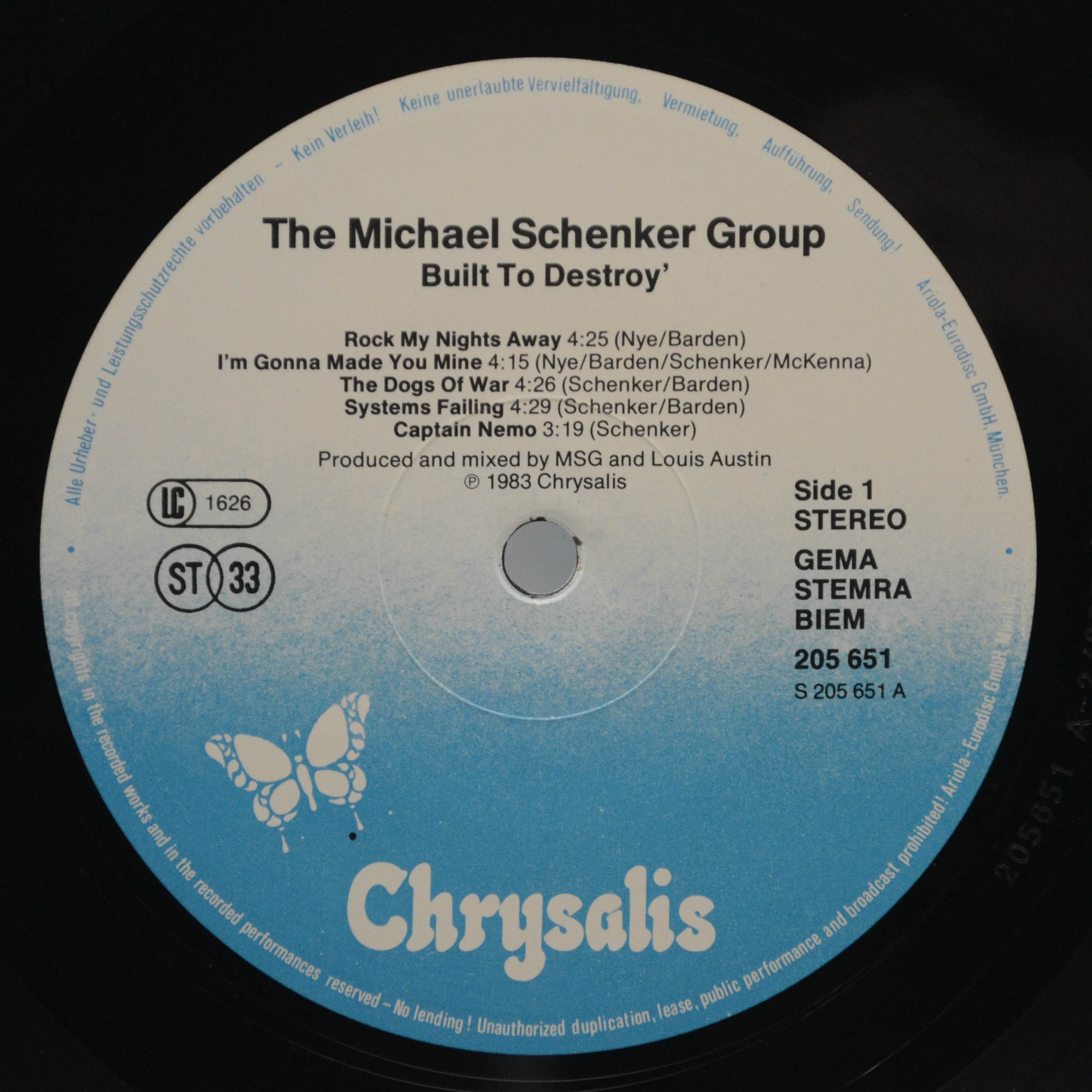 Виниловая пластинка Michael Schenker Group — Built To Destroy, 1983