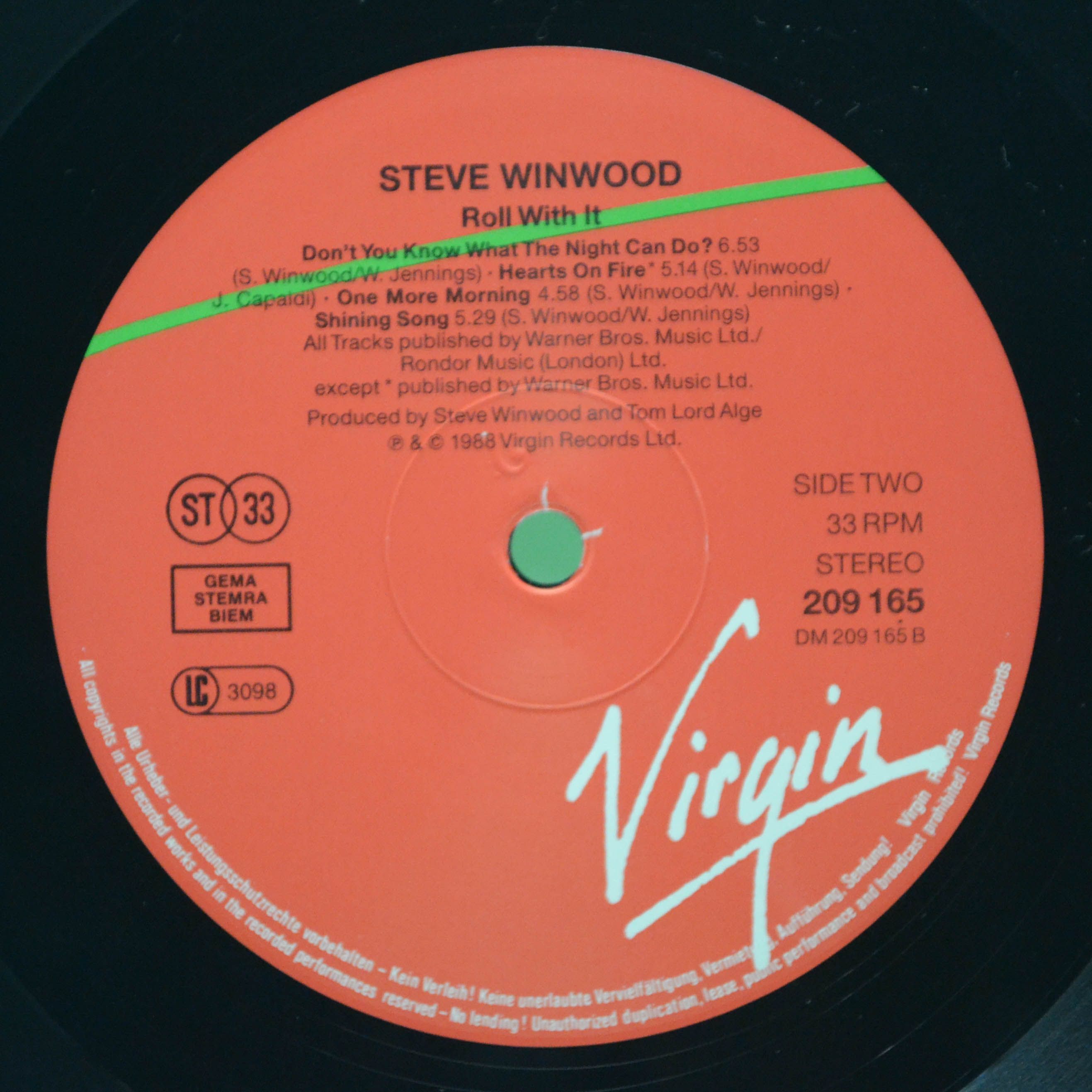 Виниловая пластинка Steve Winwood — Roll With It, 1988