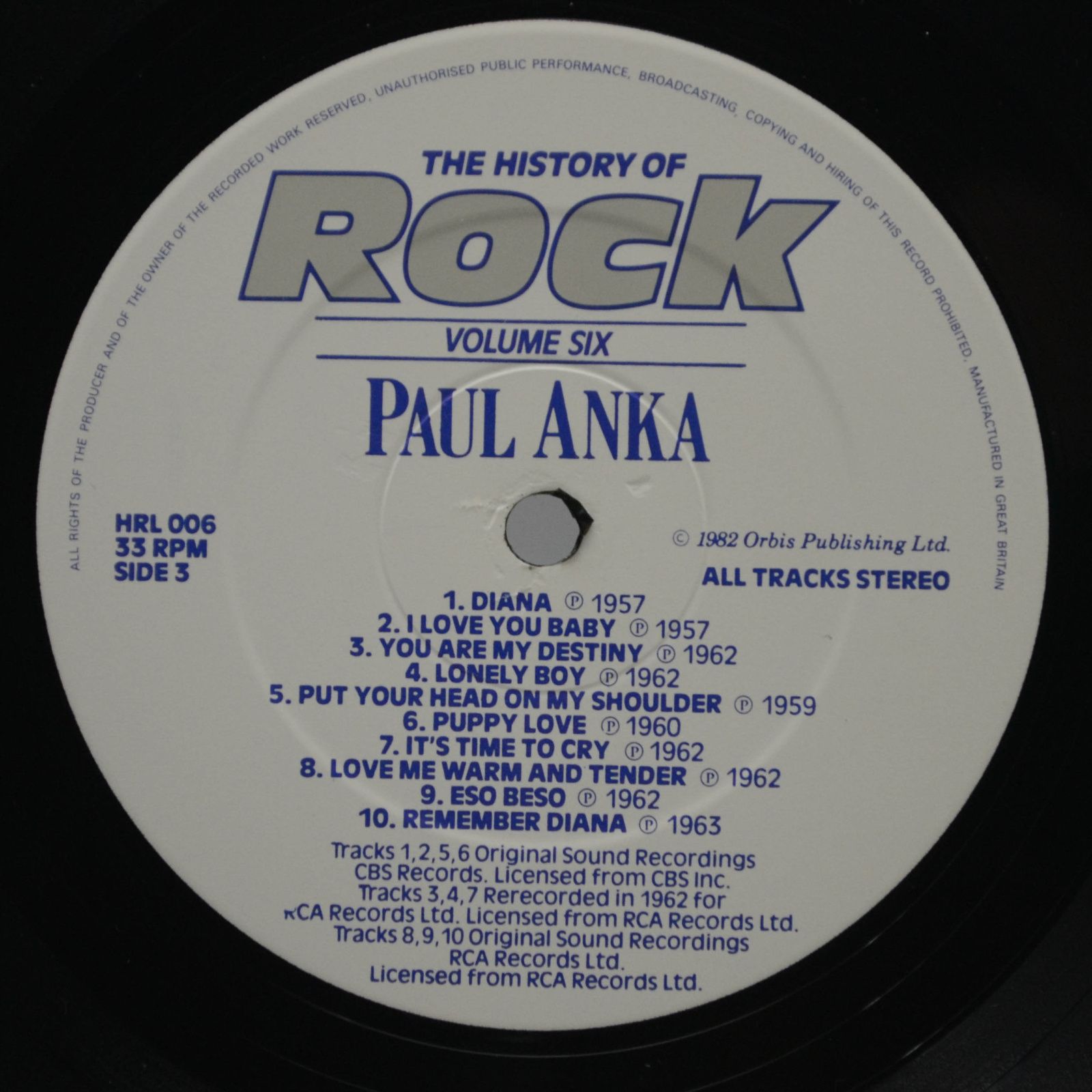 Del Shannon / Neil Sedaka / Paul Anka / Dion — The History Of Rock (Volume Six) (2LP, UK), 1982