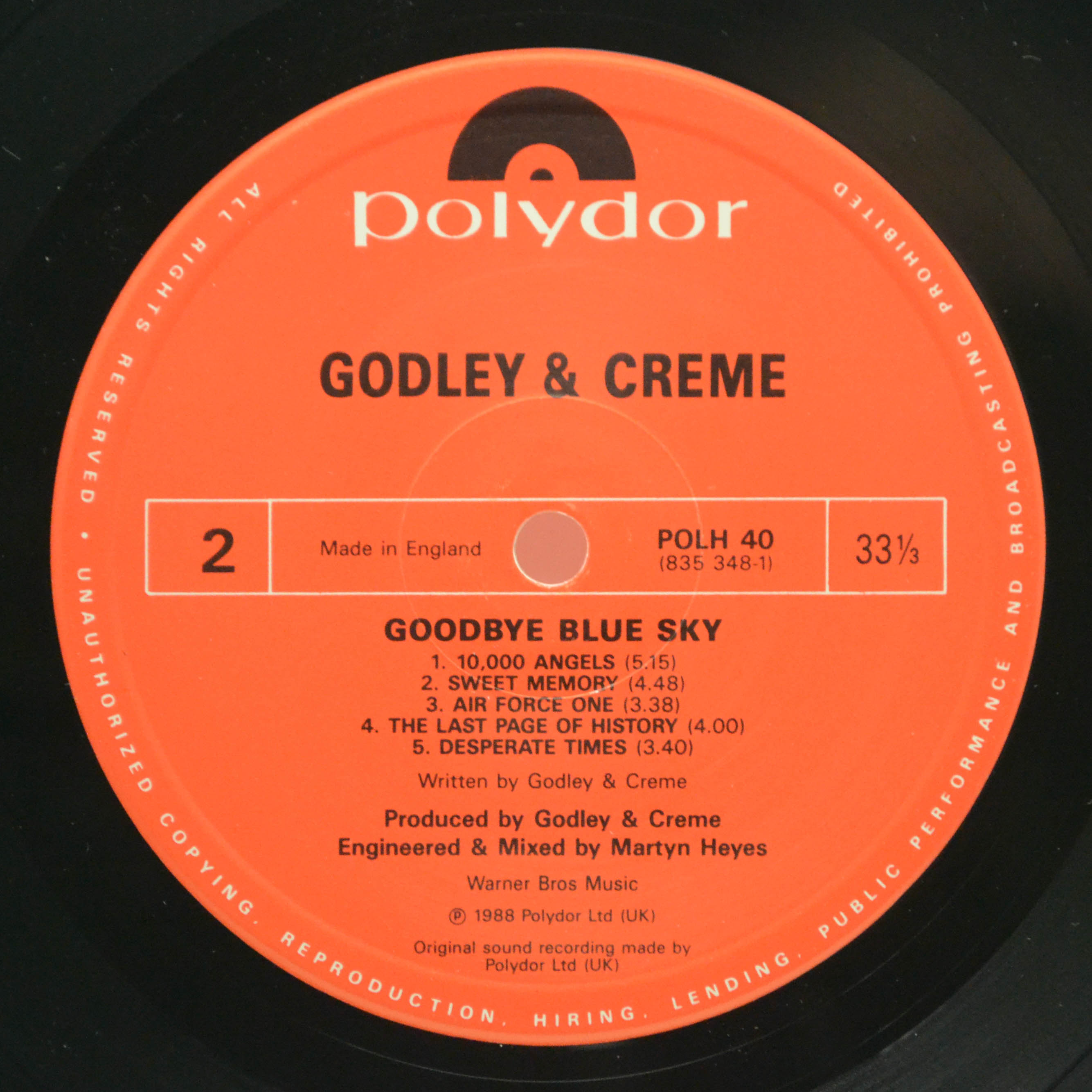 Godley & Creme — Goodbye Blue Sky (1-st, UK), 1988