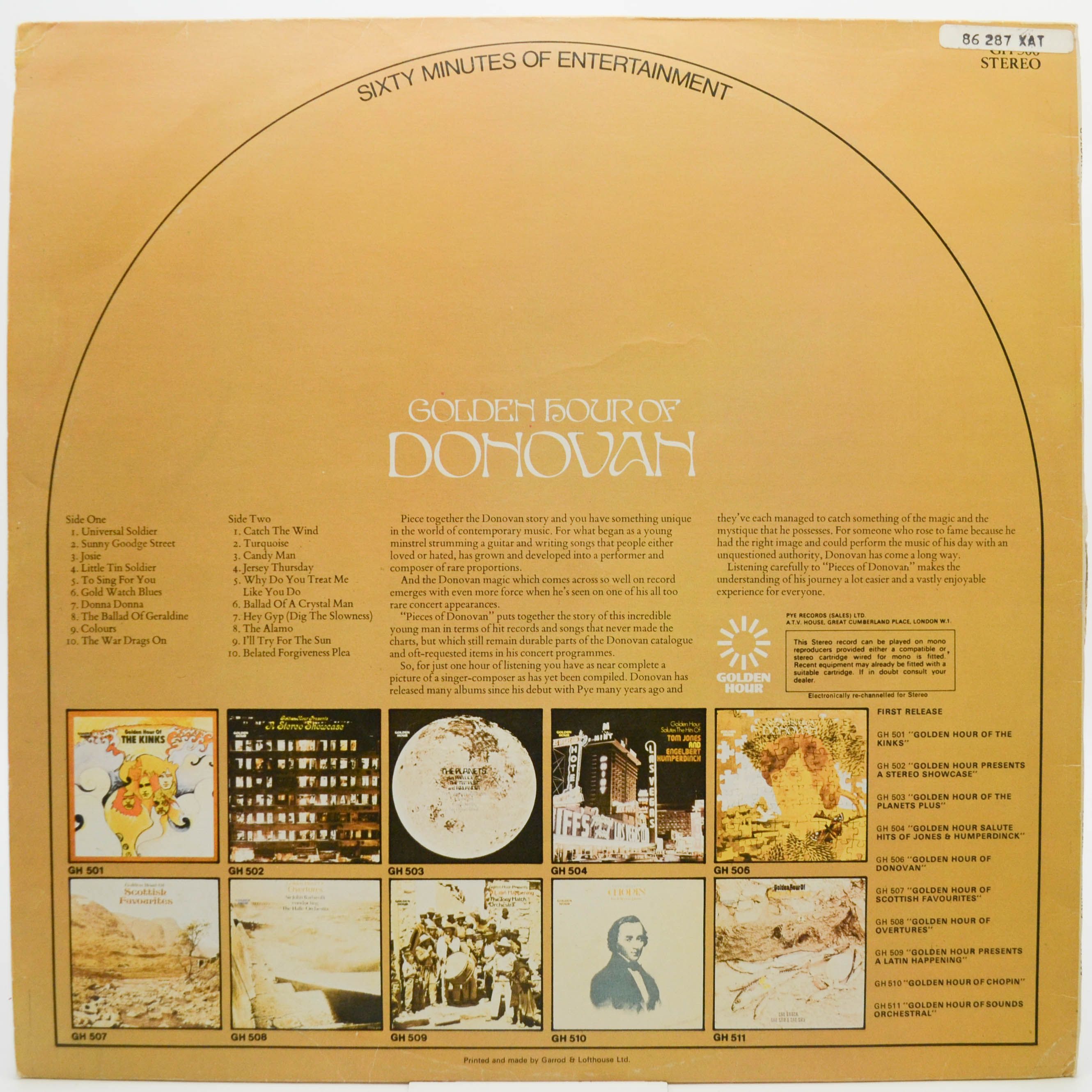 Виниловая пластинка Donovan — Golden Hour Of Donovan, 1971