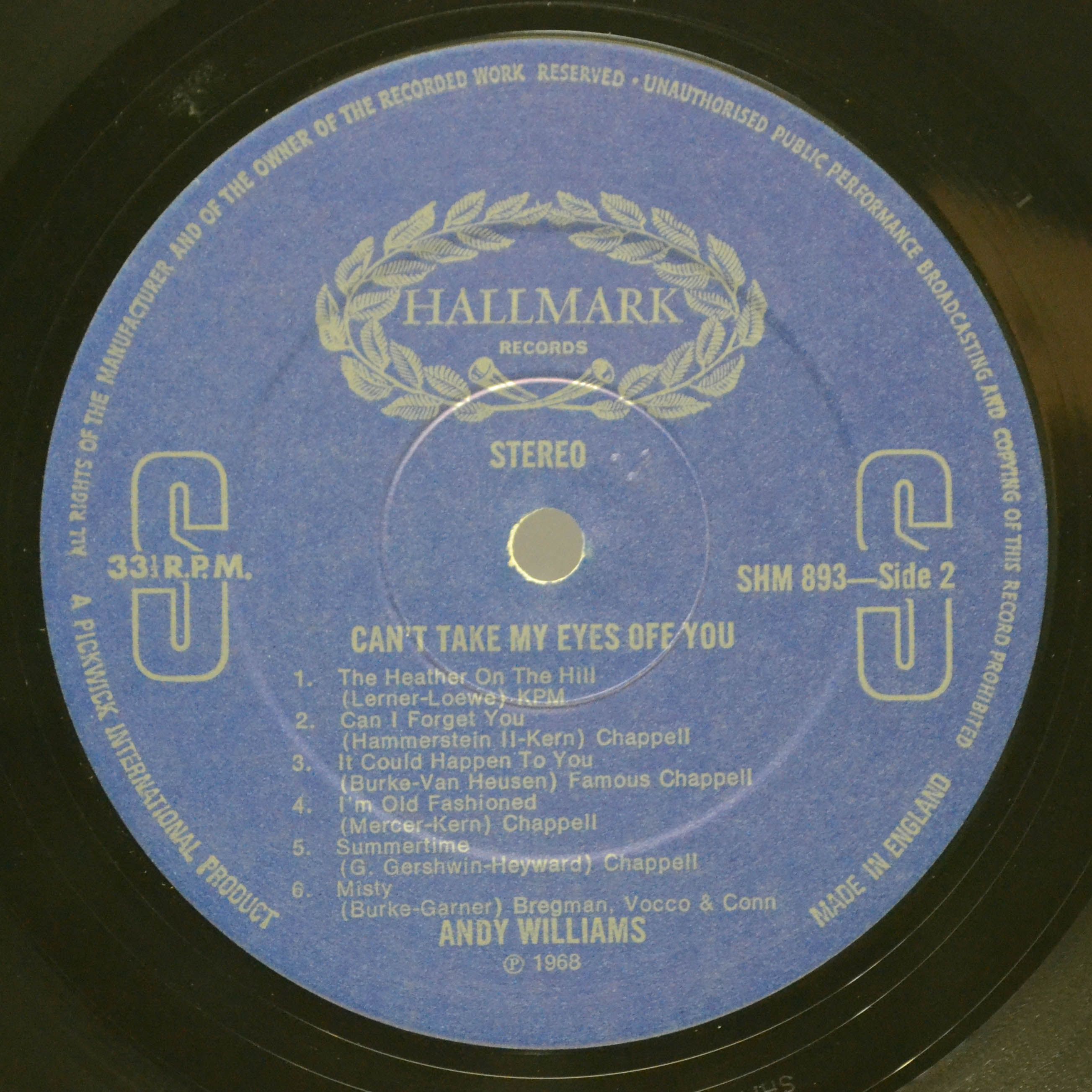 Andy Williams — Can't Take My Eyes Off You (UK), 1968