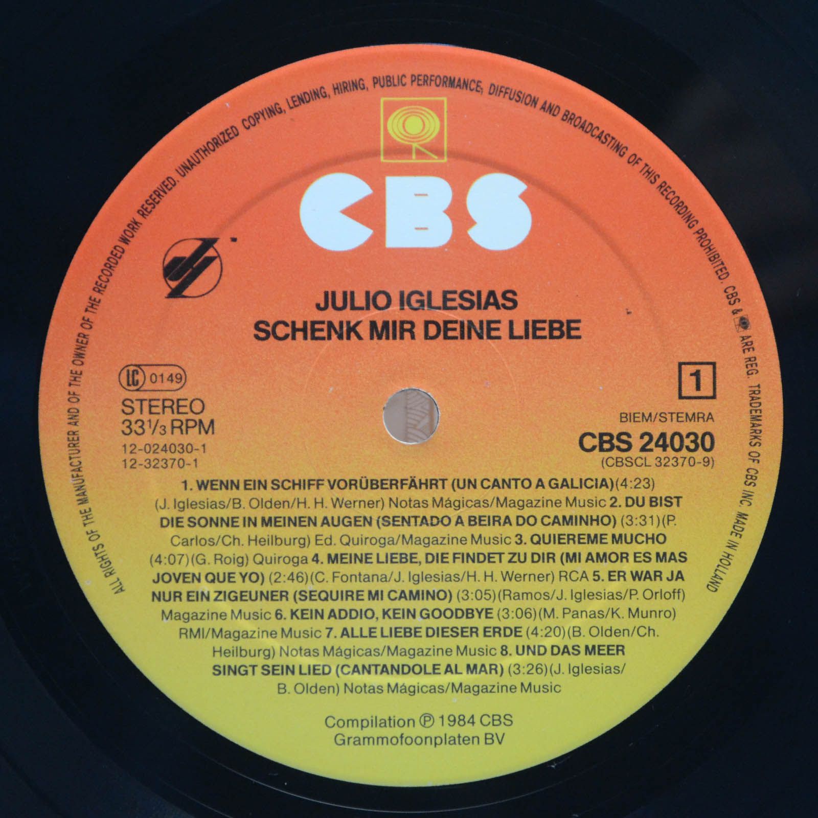 Julio Iglesias — Schenk Mir Deine Liebe, 1984