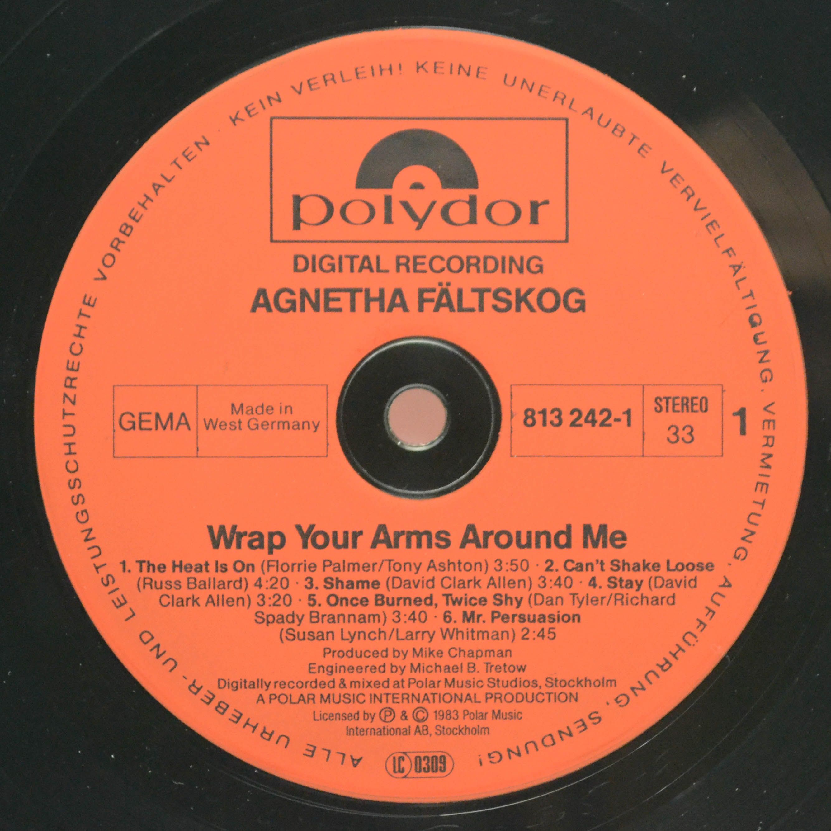 Виниловая пластинка Agnetha Fältskog — Wrap Your Arms Around Me, 1983