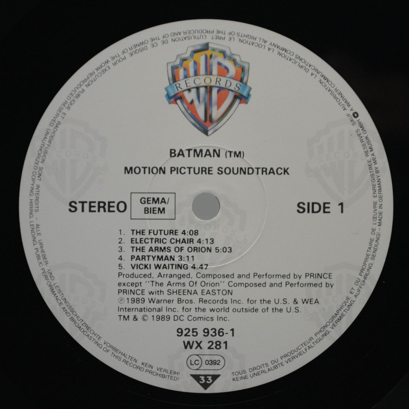 Prince — Batman™ (Motion Picture Soundtrack), 1989