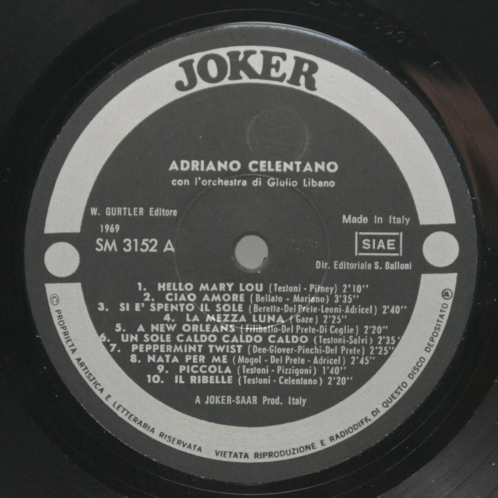 Adriano Celentano Con Giulio Libano E La Sua Orchestra — 20 Successi Di Adriano Celentano (Italy), 1964
