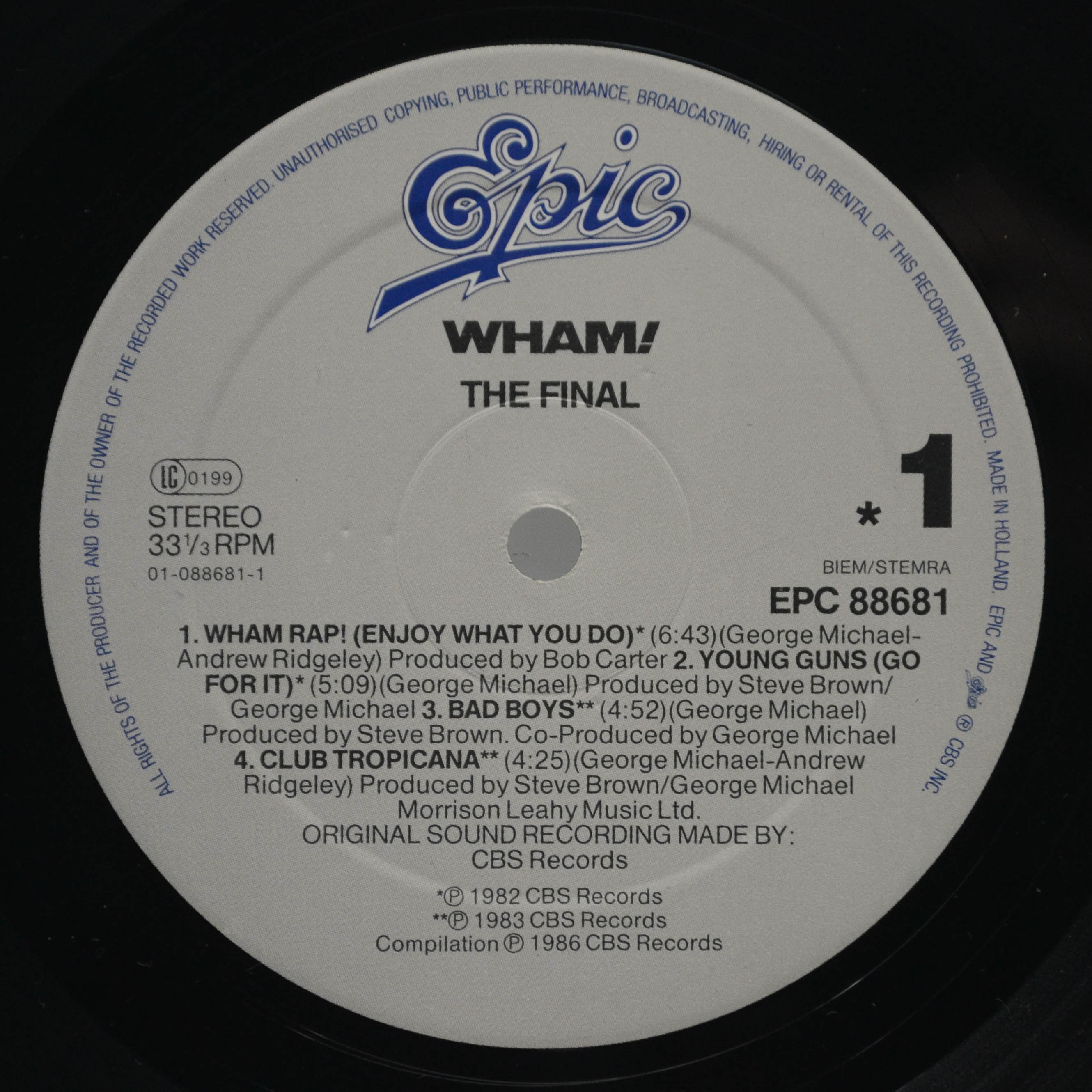 Wham! — The Final (2LP), 1986