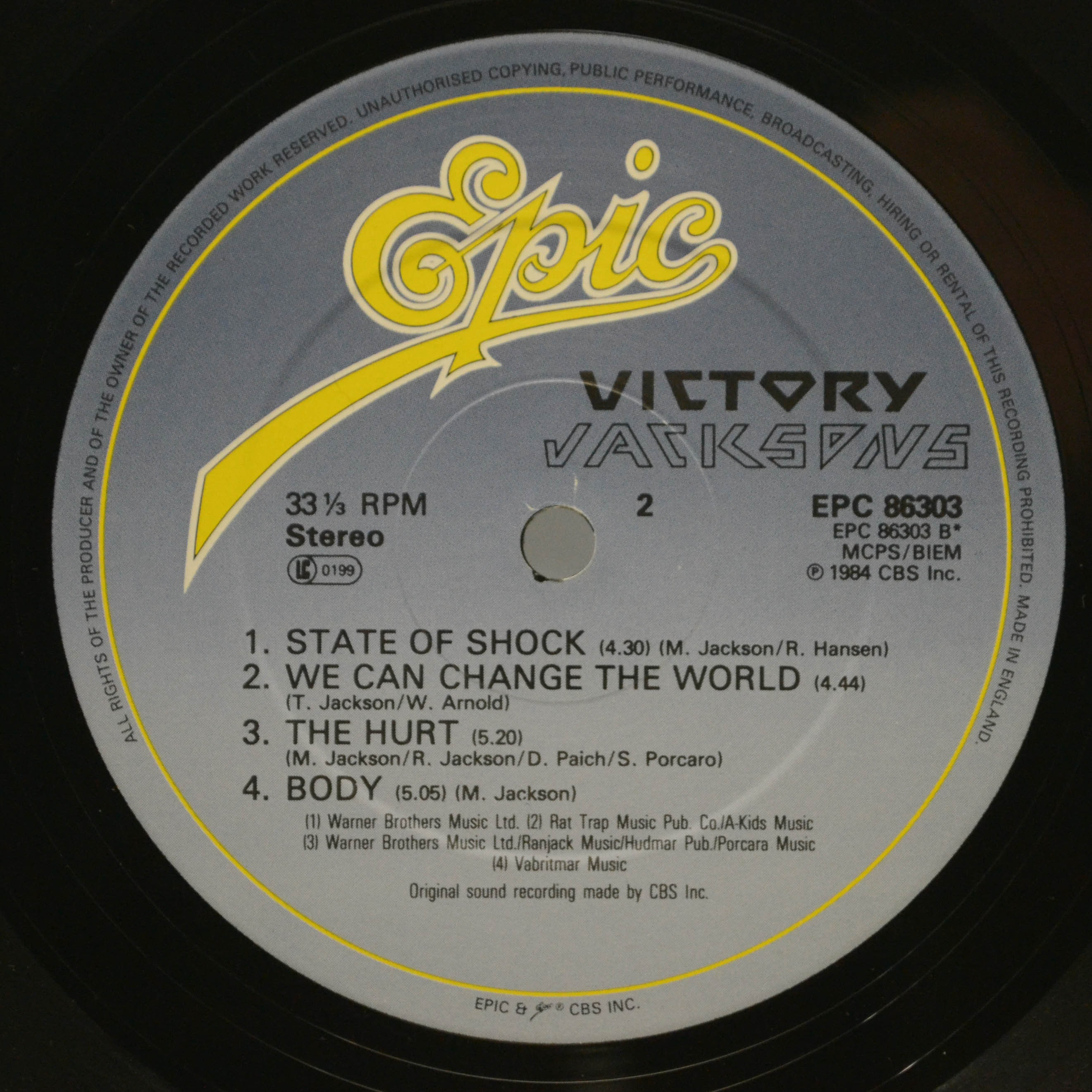 Jacksons — Victory (UK), 1984