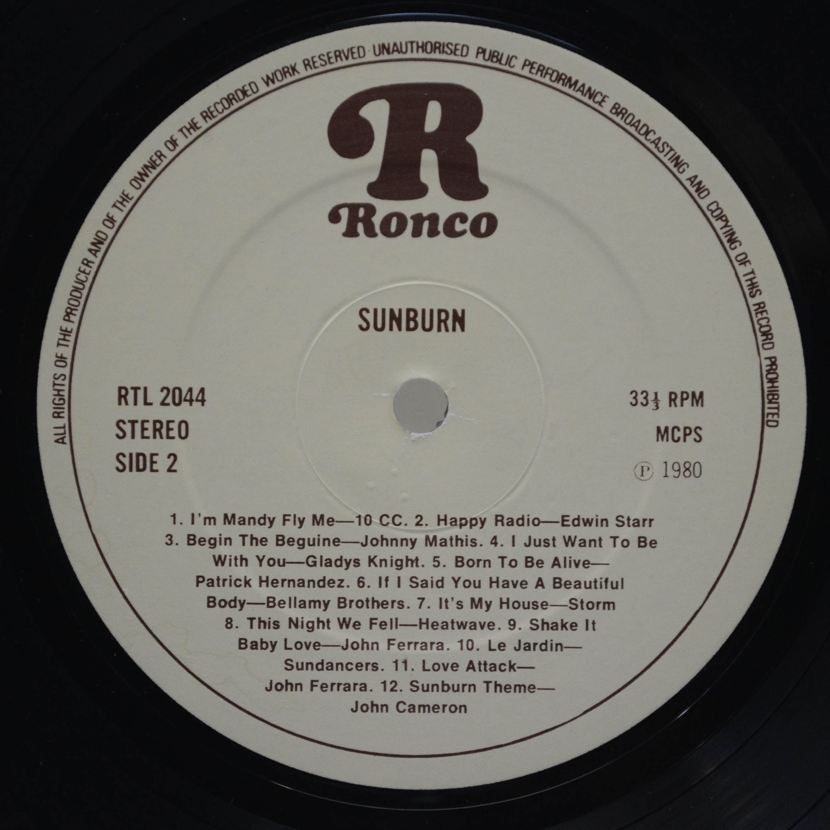 Various — Sunburn - 22 'Blazing' Disco Hits Including The Original Soundtrack (UK), 1980