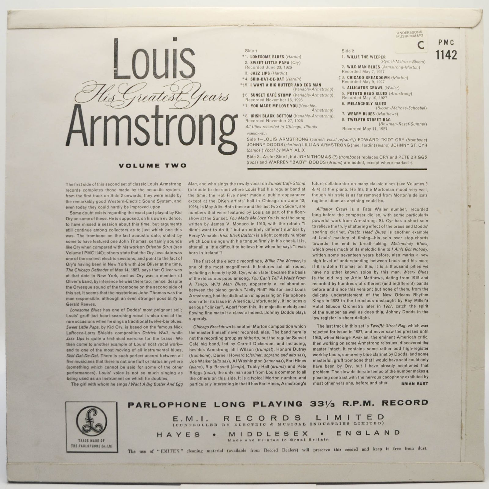 Louis Armstrong — His Greatest Years - Volume 2 (UK), 1961