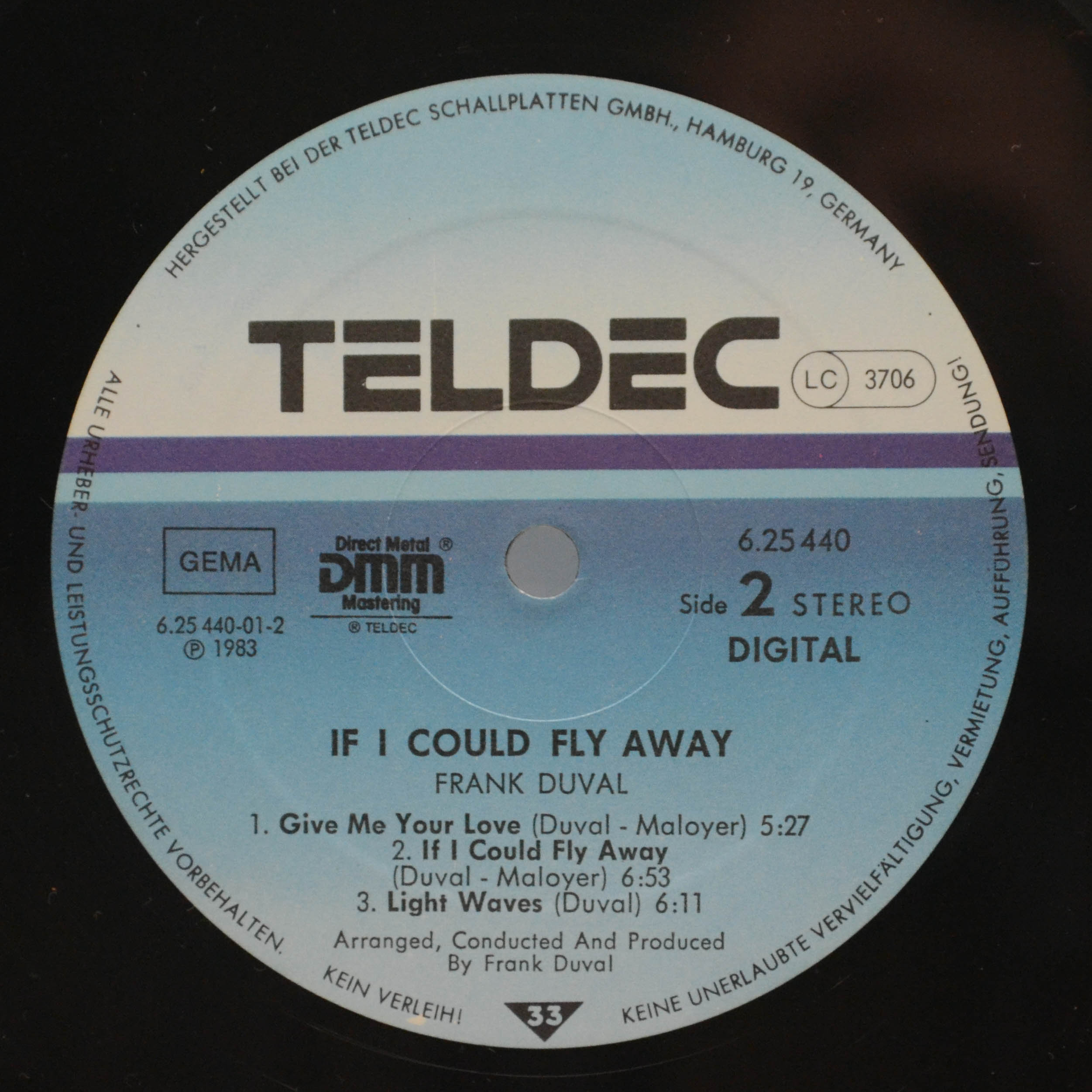 Виниловая пластинка Frank Duval — If I Could Fly Away, 1983