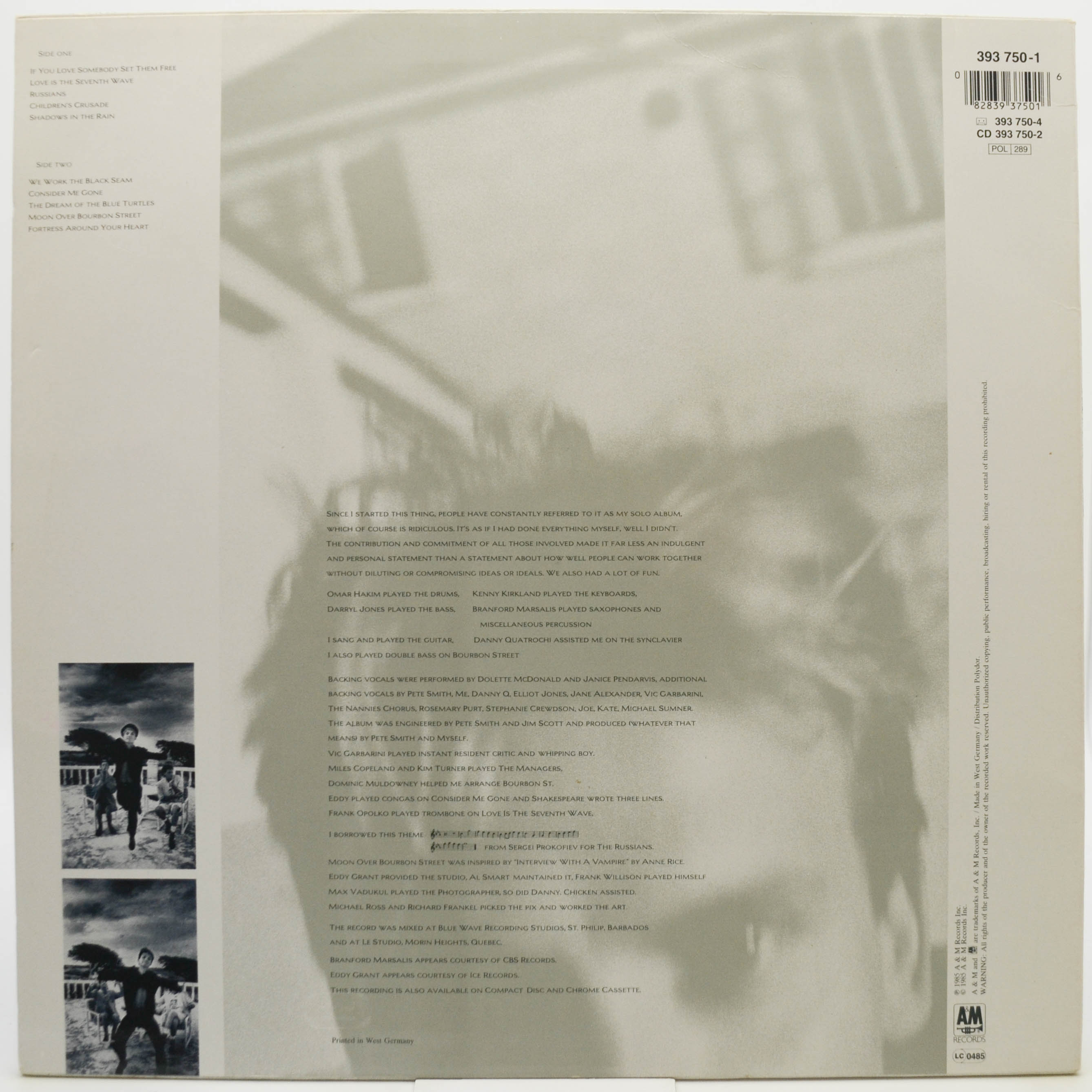 Sting — The Dream Of The Blue Turtles, 1985