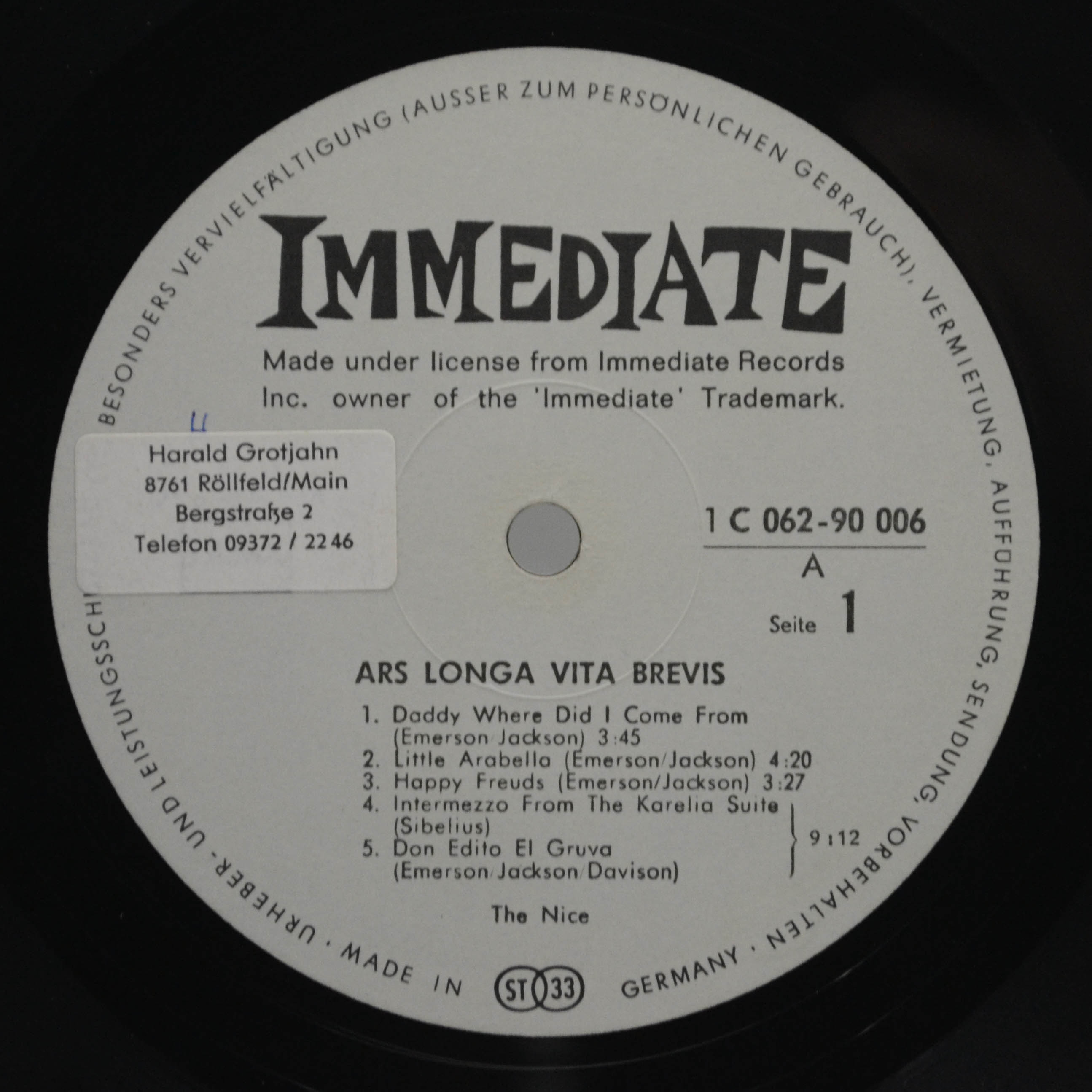 Nice — Ars Longa Vita Brevis, 1969