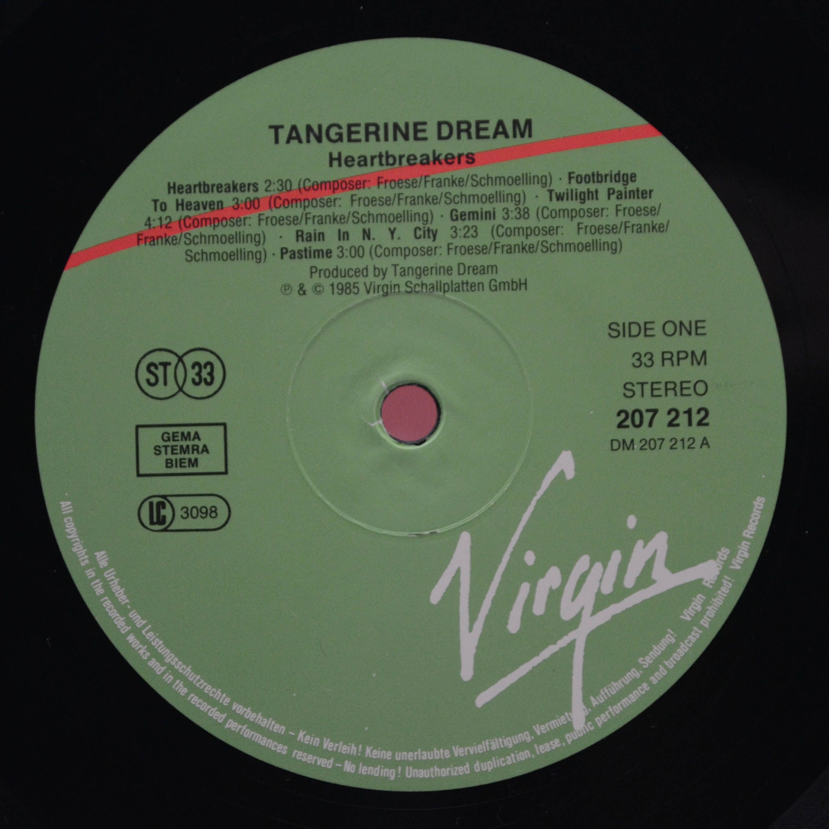 Tangerine Dream — Heartbreakers (Music From The Original Motion Picture Soundtrack), 1985