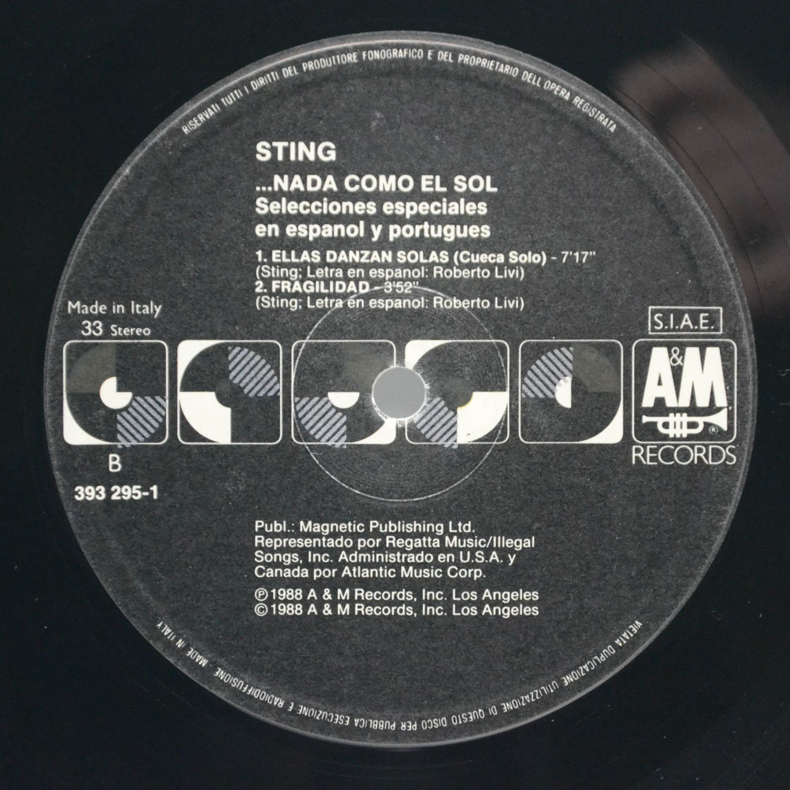 Sting — ...Nada Como El Sol (Selecciones Especiales En Español Y Portugues), 1988