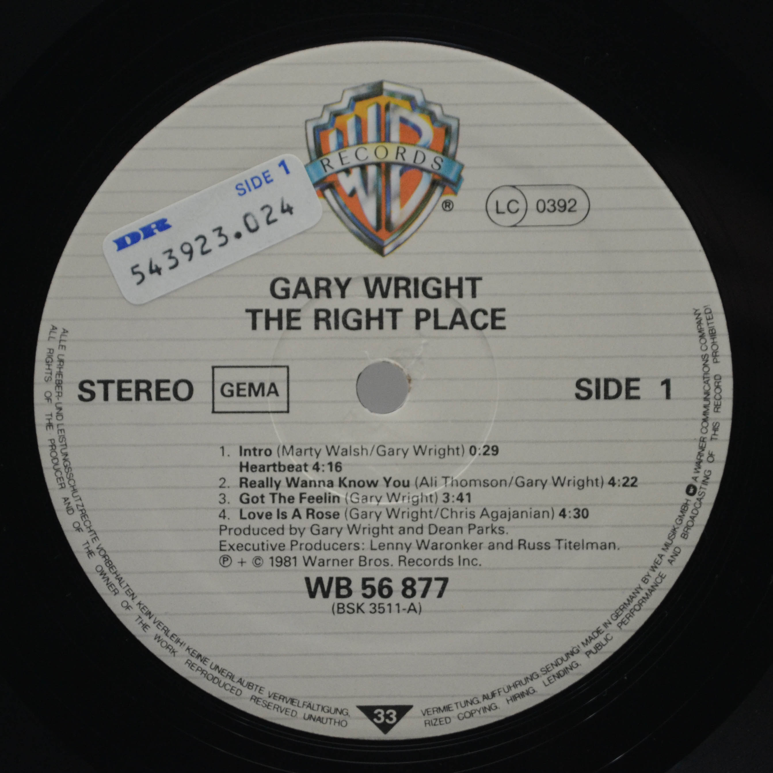 Виниловая пластинка Gary Wright — The Right Place, 1981