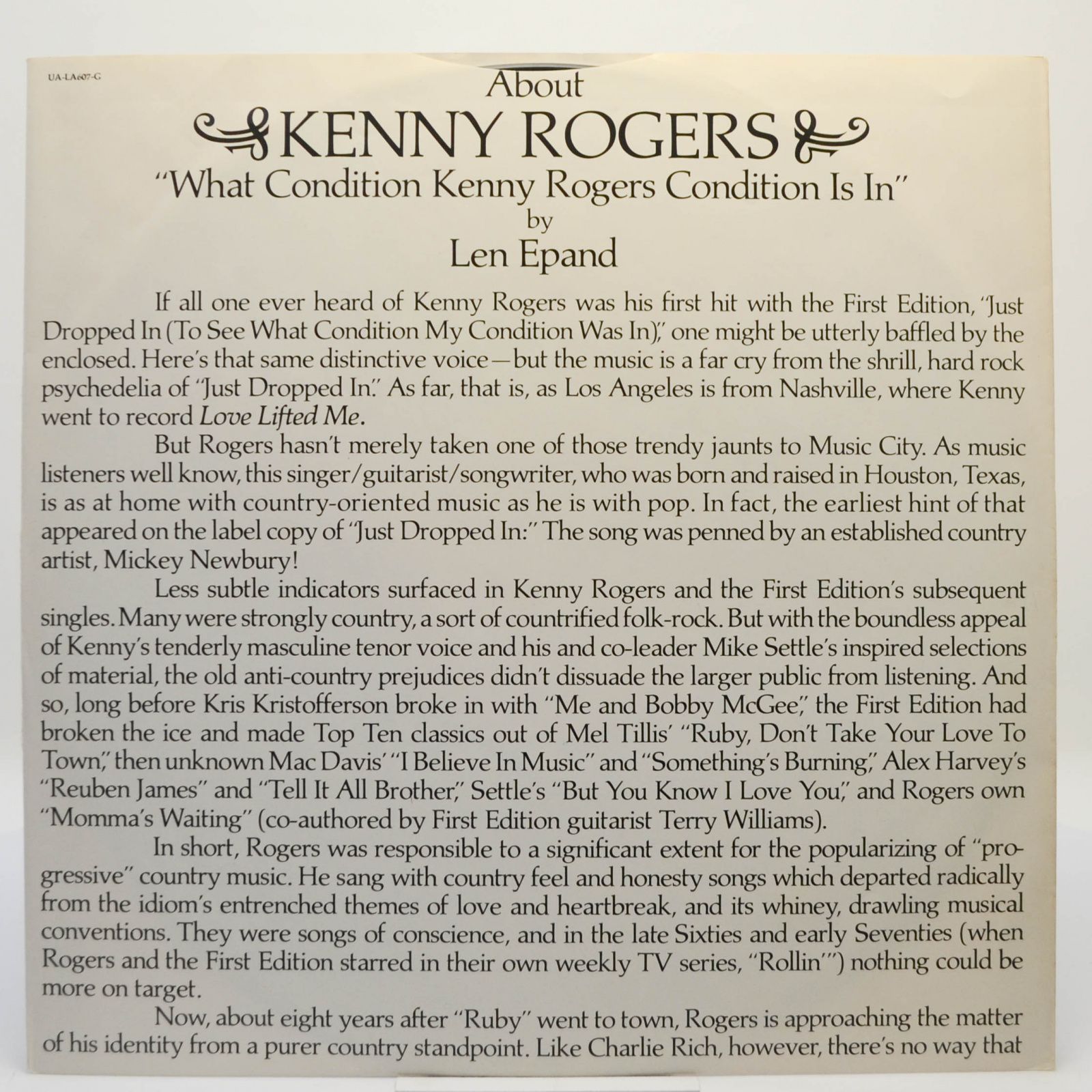 Kenny Rogers — Love Lifted Me, 1976