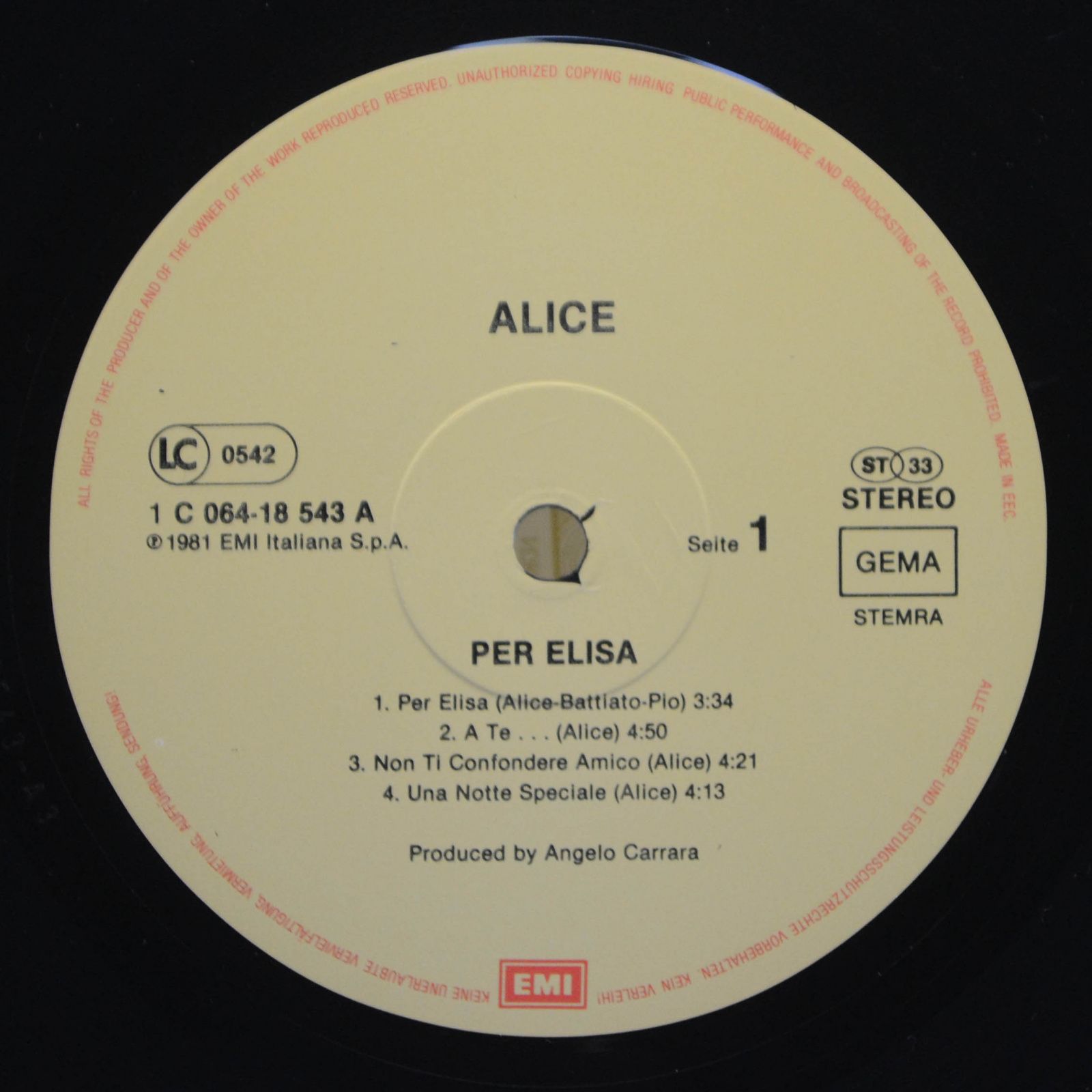 Alice — Per Elisa, 1981
