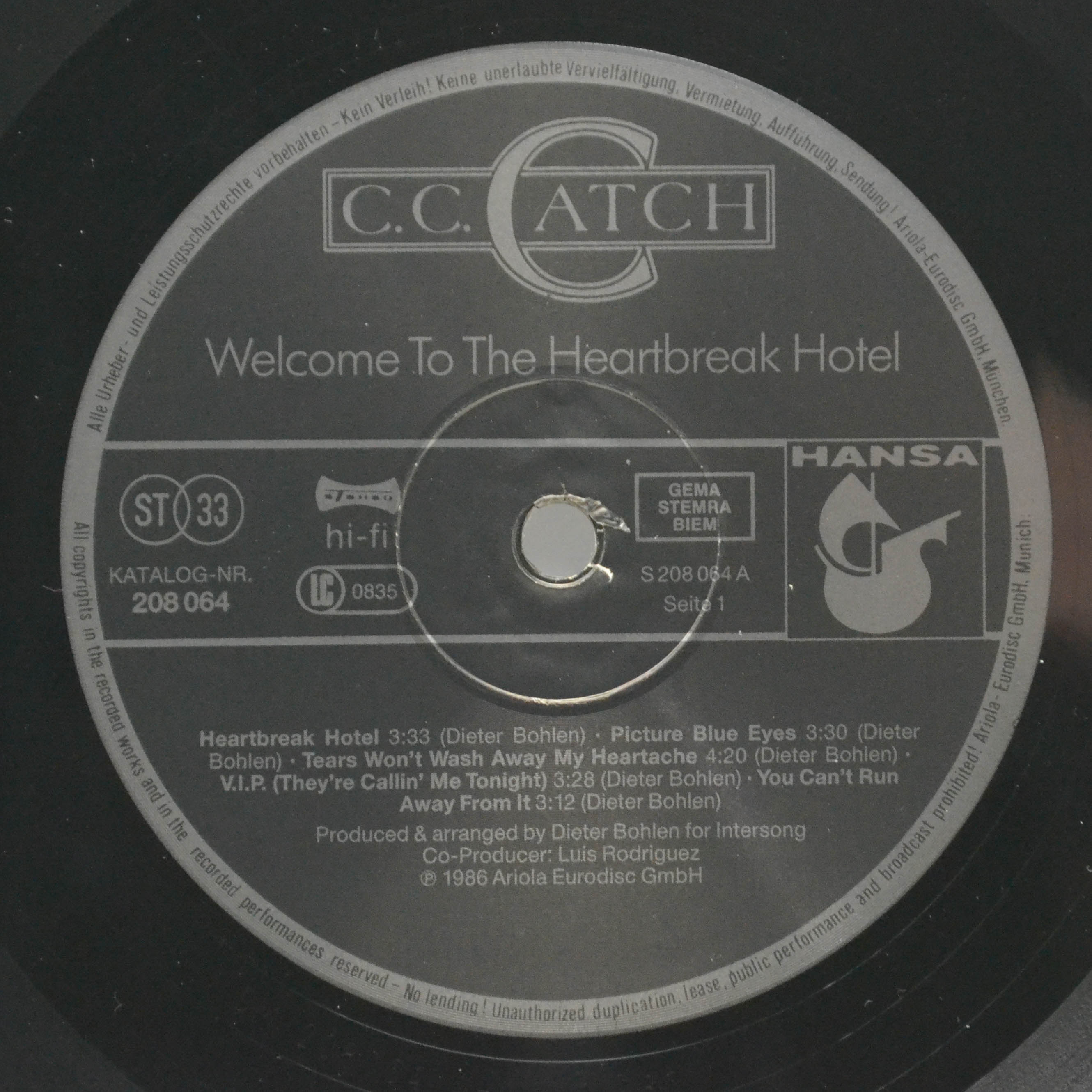 C.C. Catch — Welcome To The Heartbreak Hotel, 1986