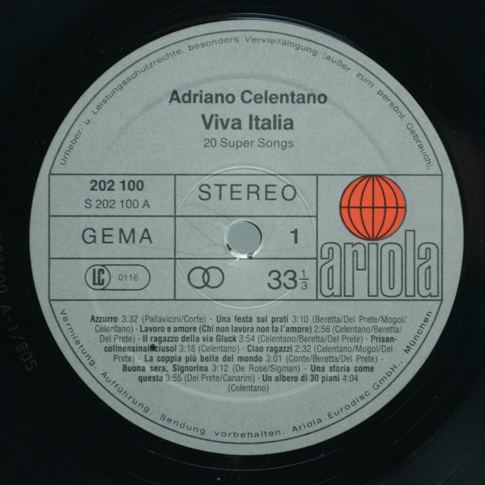 Adriano Celentano — Viva Italia (20 Super Songs), 1980