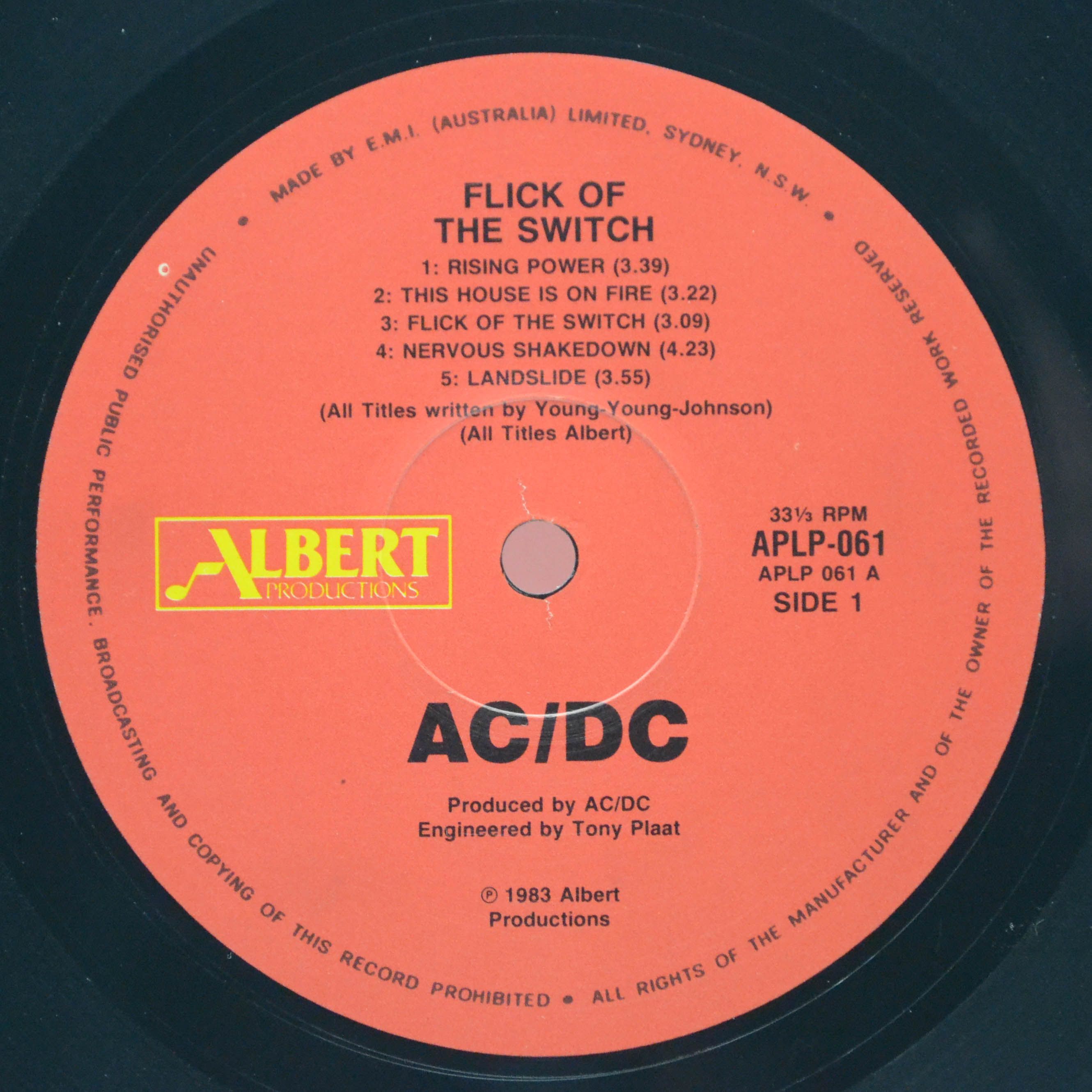 AC/DC — Flick Of The Switch (1-st, Australia), 1983