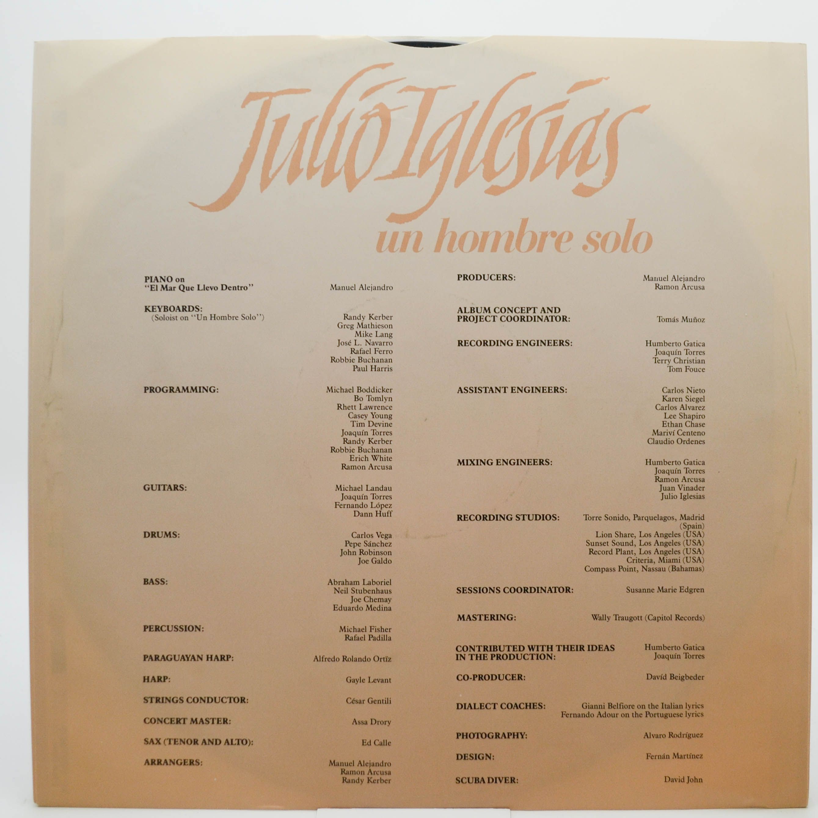 Julio Iglesias — Un Hombre Solo, 1987