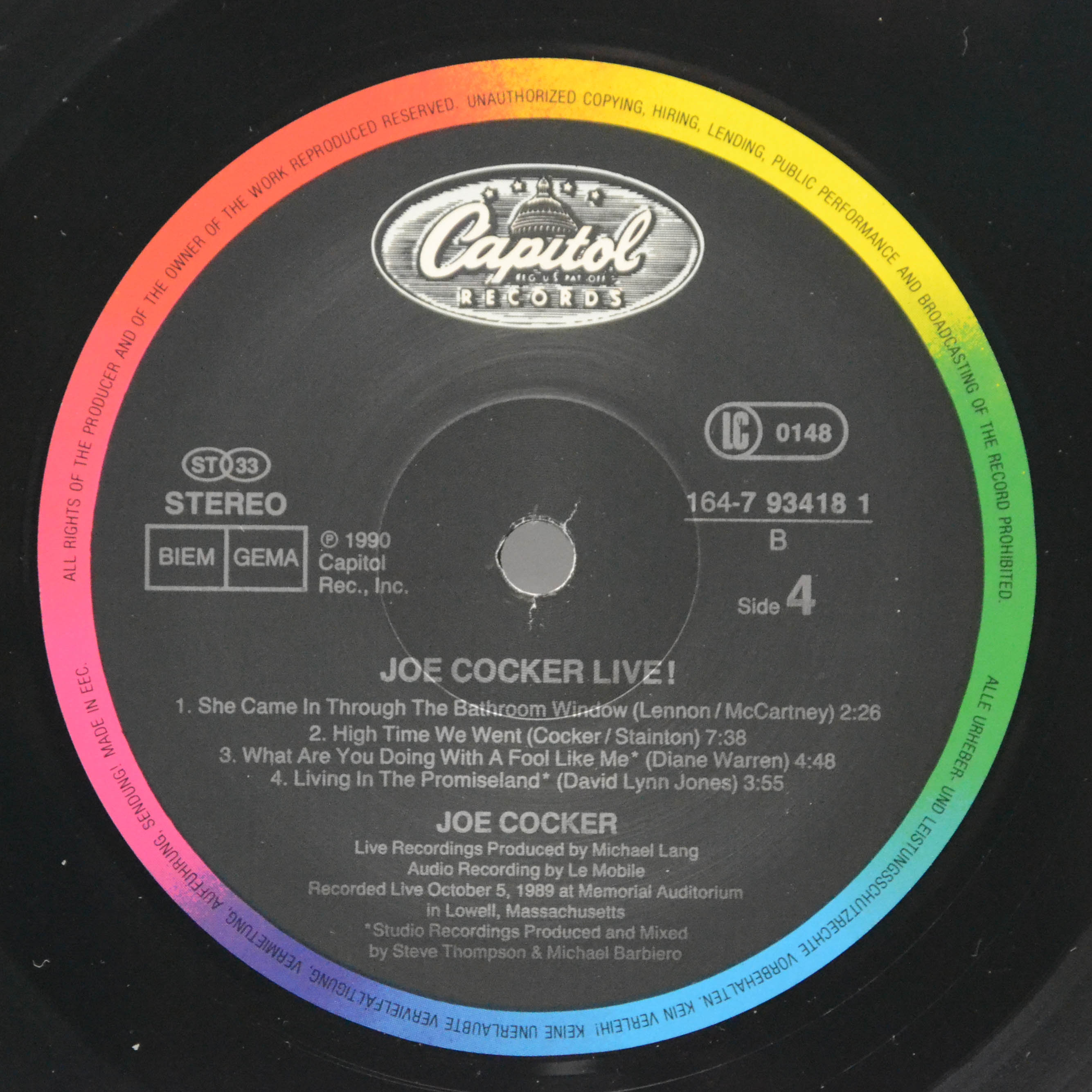 Joe Cocker — Joe Cocker Live! (2LP), 1990