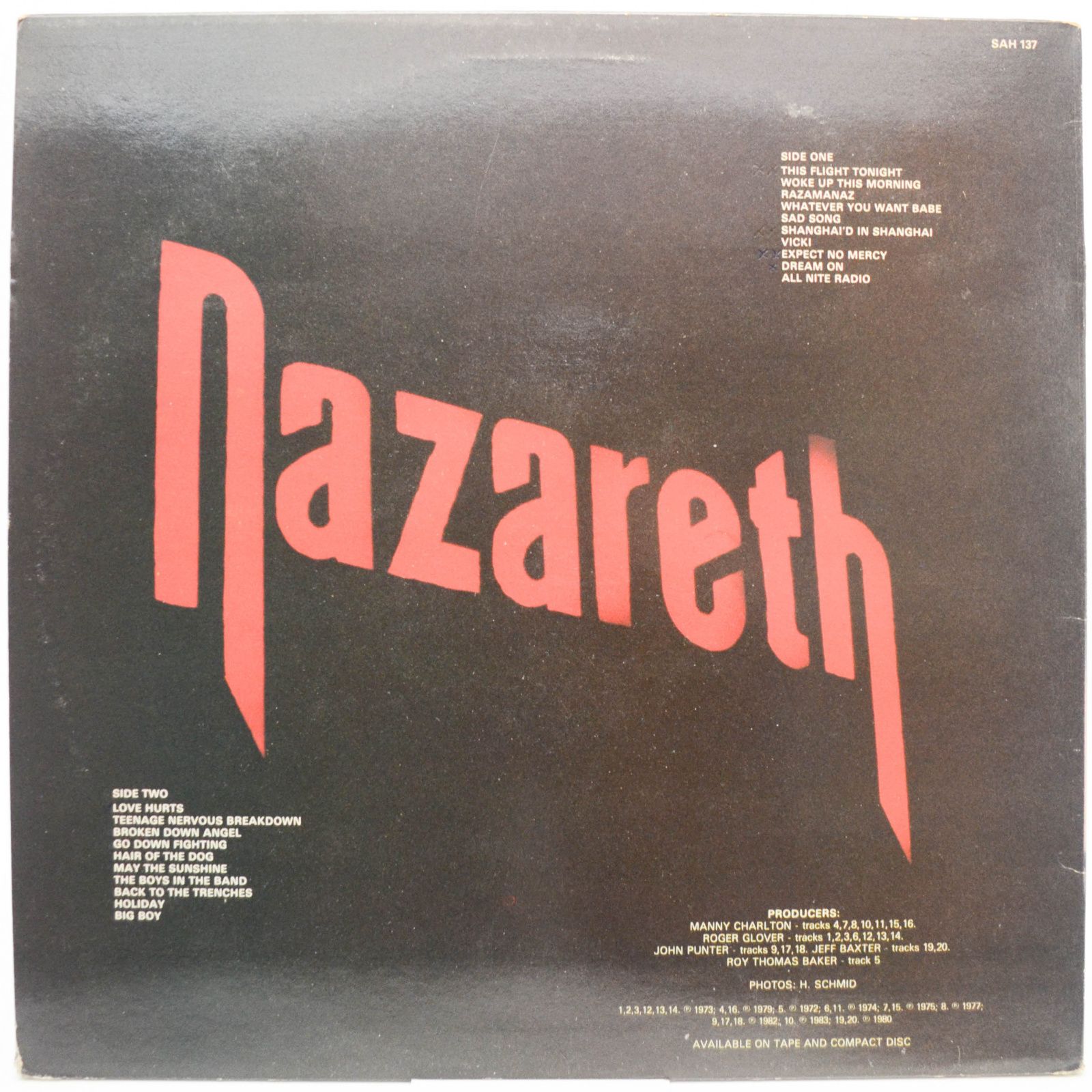 Nazareth — 20 Greatest (UK), 1985