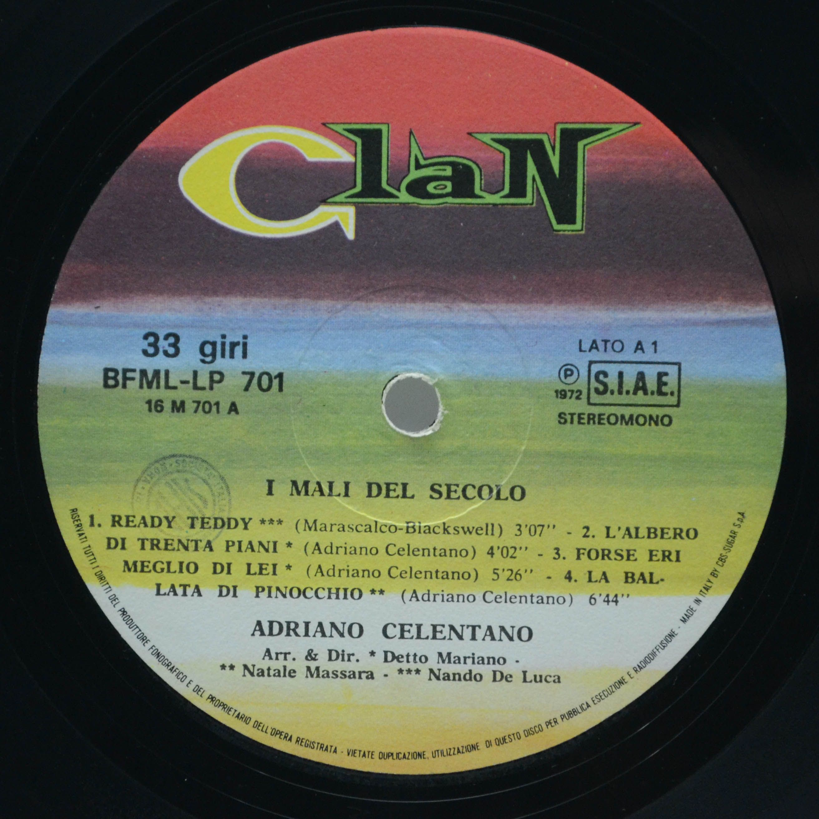 Adriano Celentano — I Mali Del Secolo (Italy, Clan), 1972