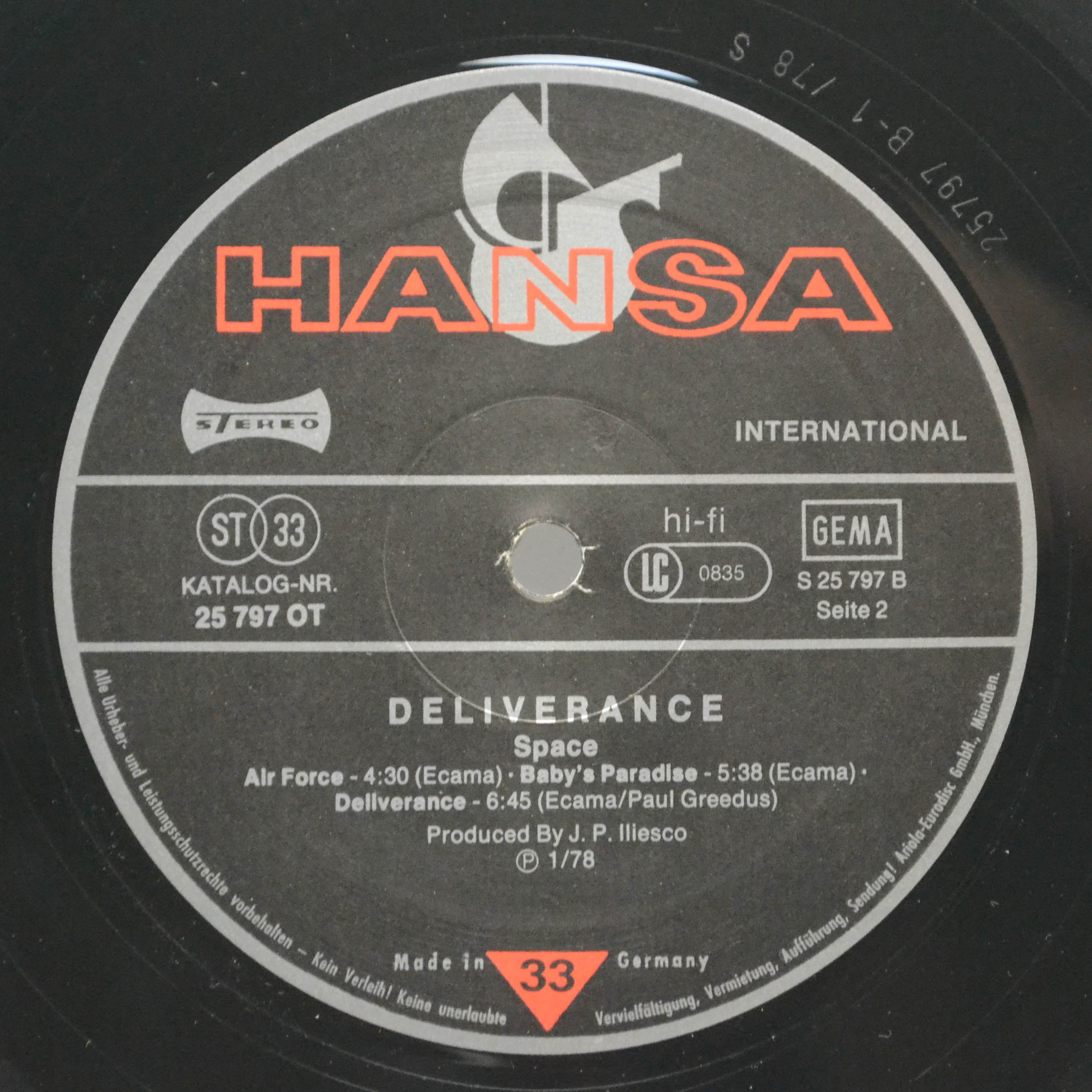 Виниловая пластинка Space — Deliverance, 1978