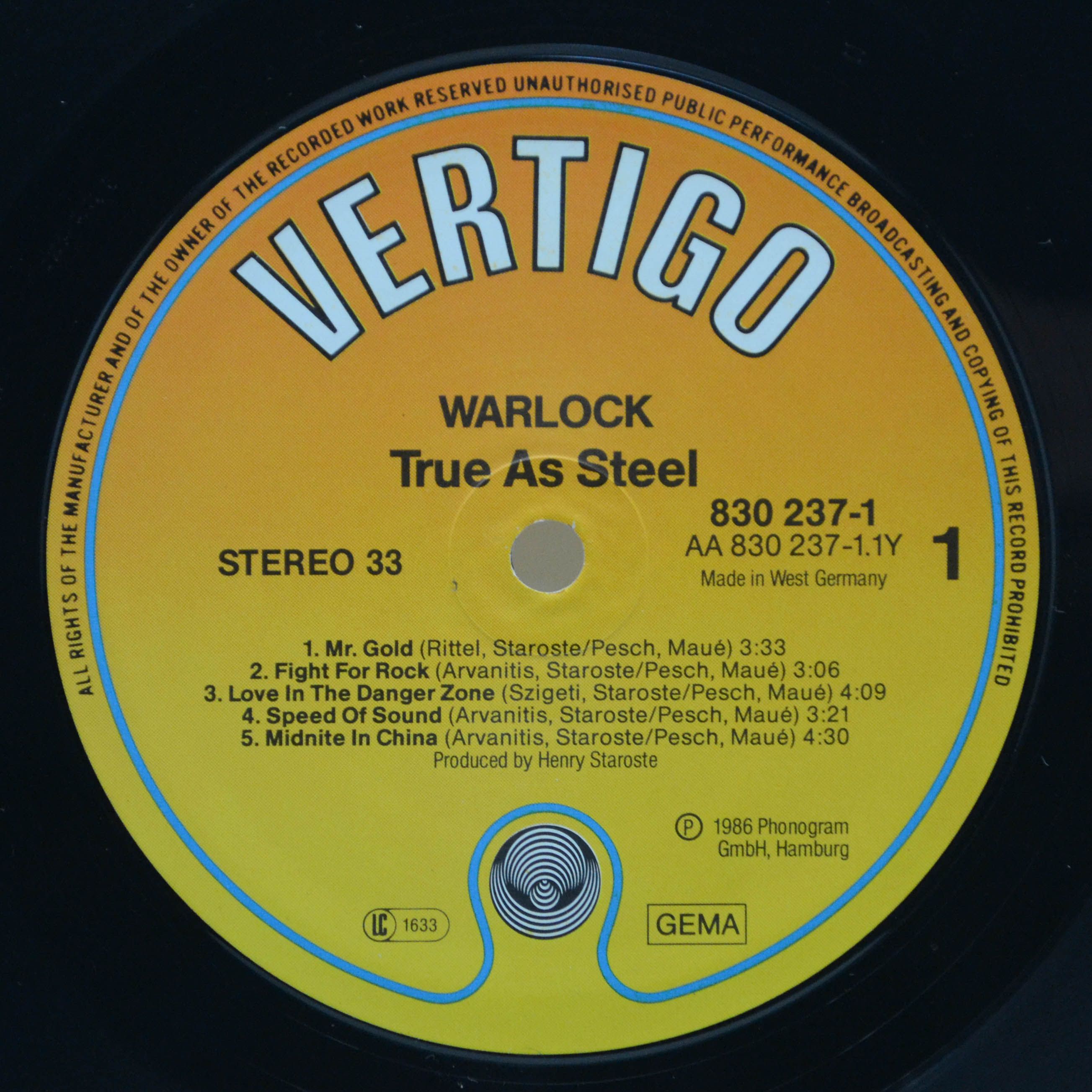 Warlock — True As Steel, 1986