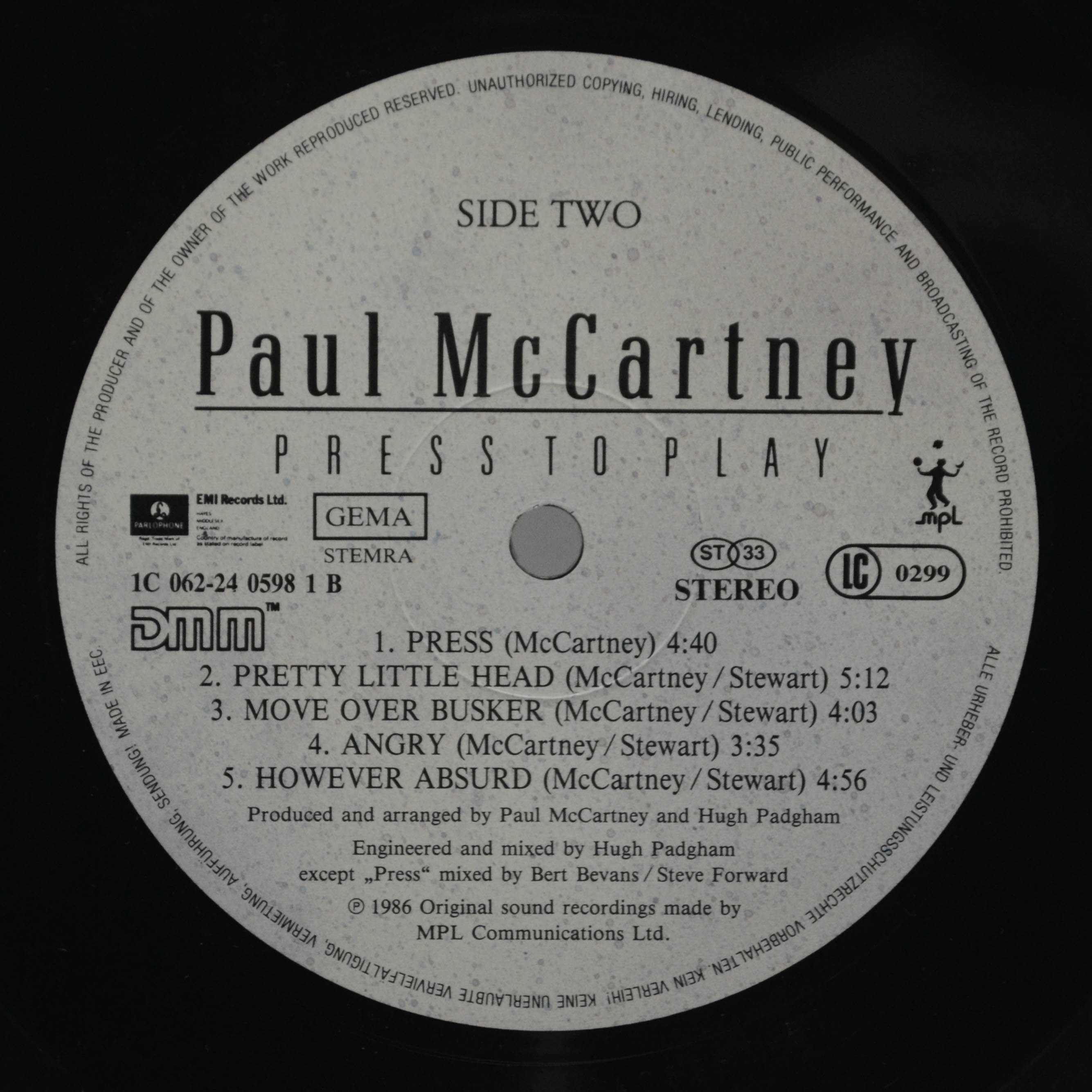 Paul McCartney — Press To Play, 1986