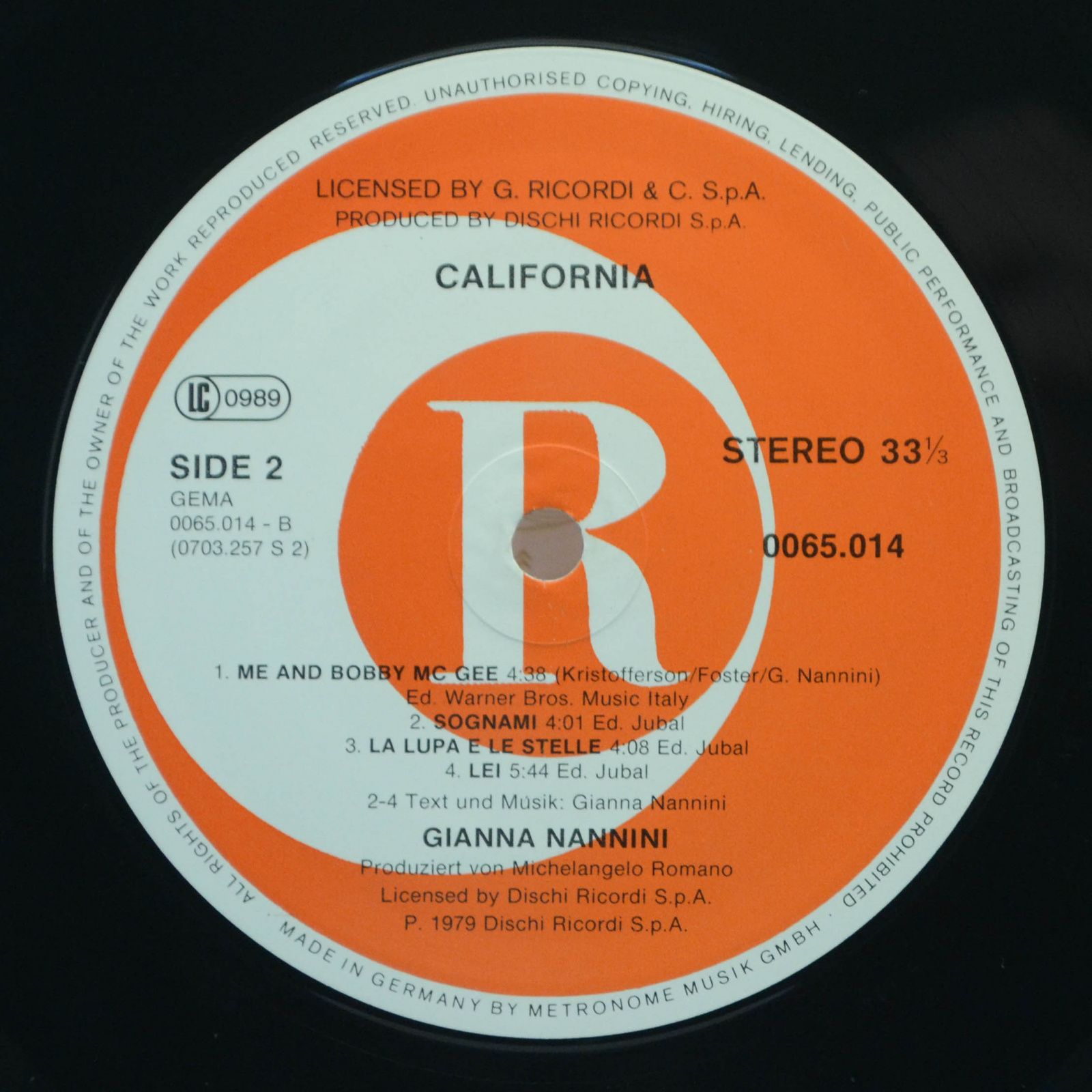 Gianna Nannini — California, 1979