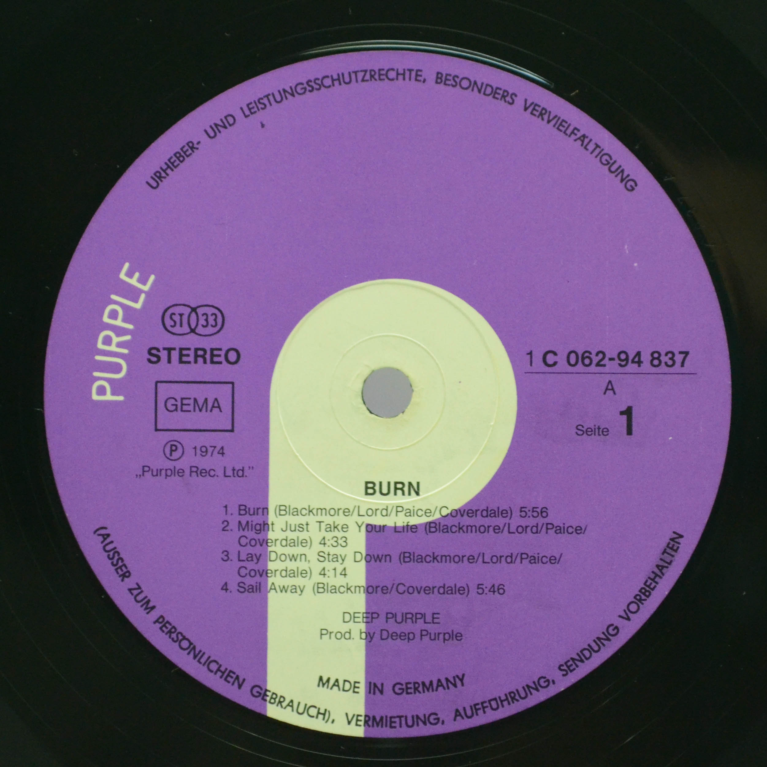 Виниловая пластинка Deep Purple — Burn, 1974