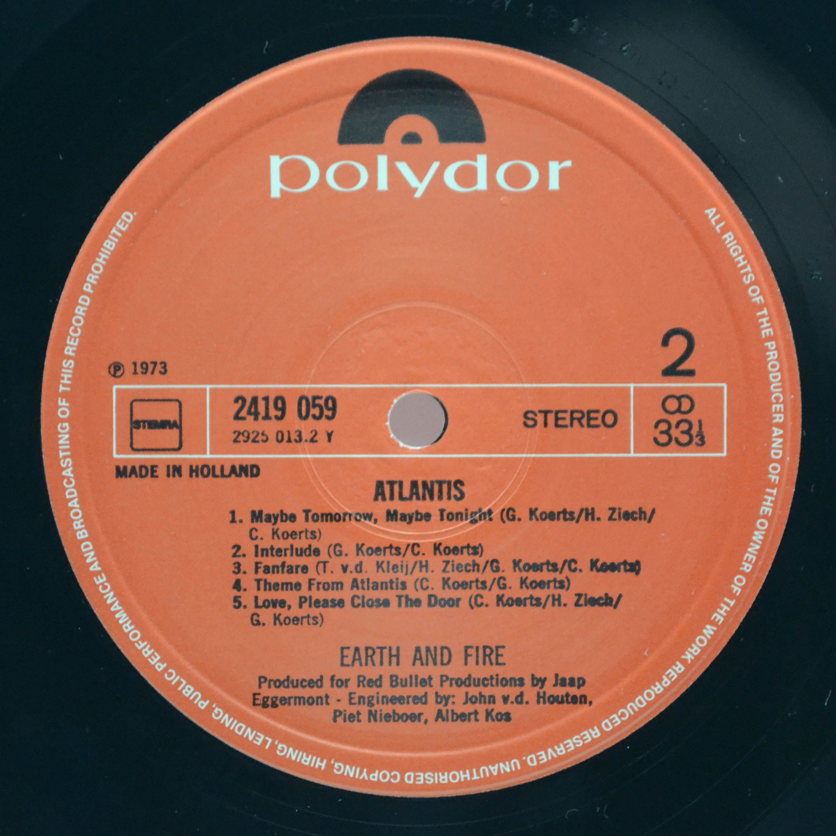 Earth And Fire — Atlantis (Holland), 1973