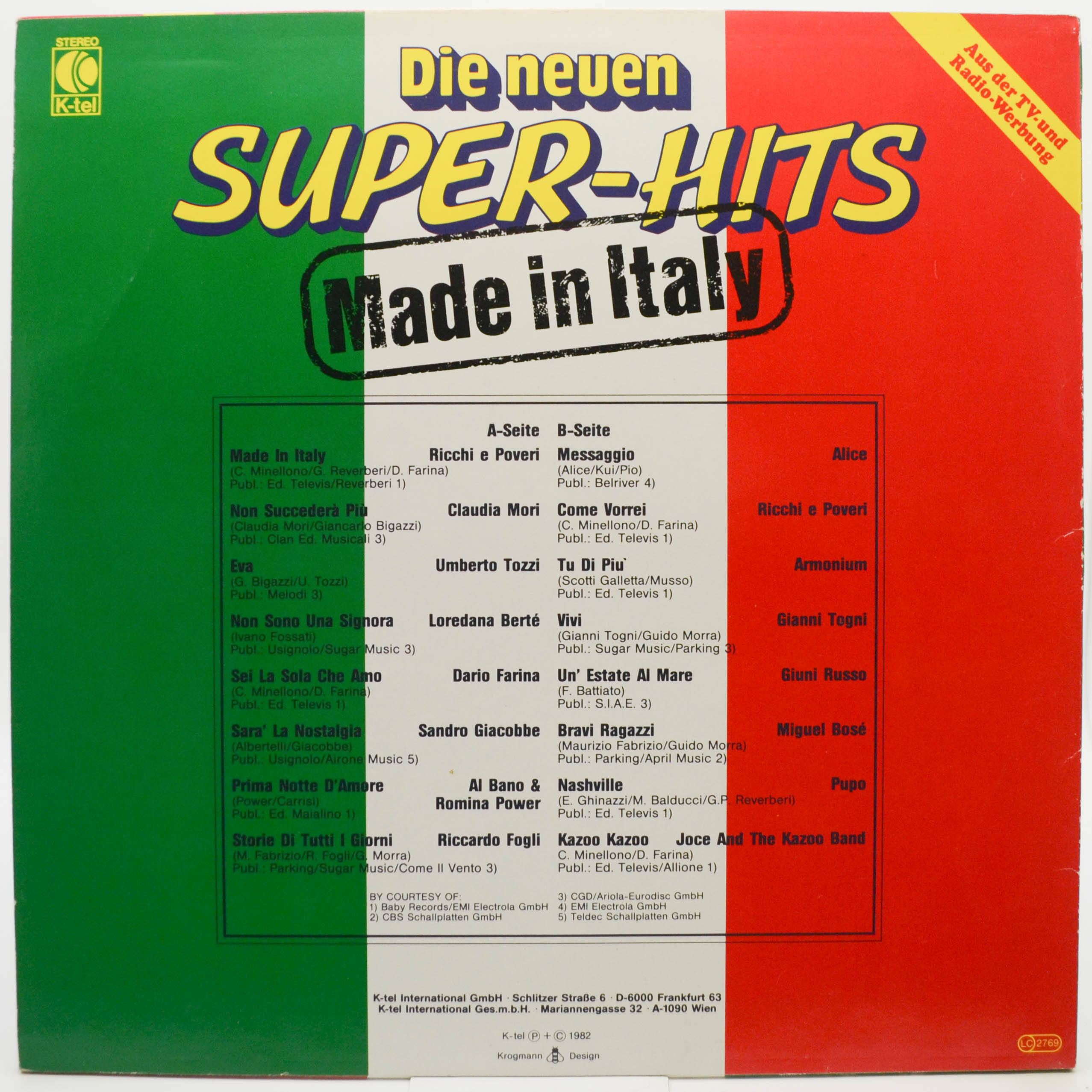 Various — Die Neuen Super-Hits (Made In Italy), 1982