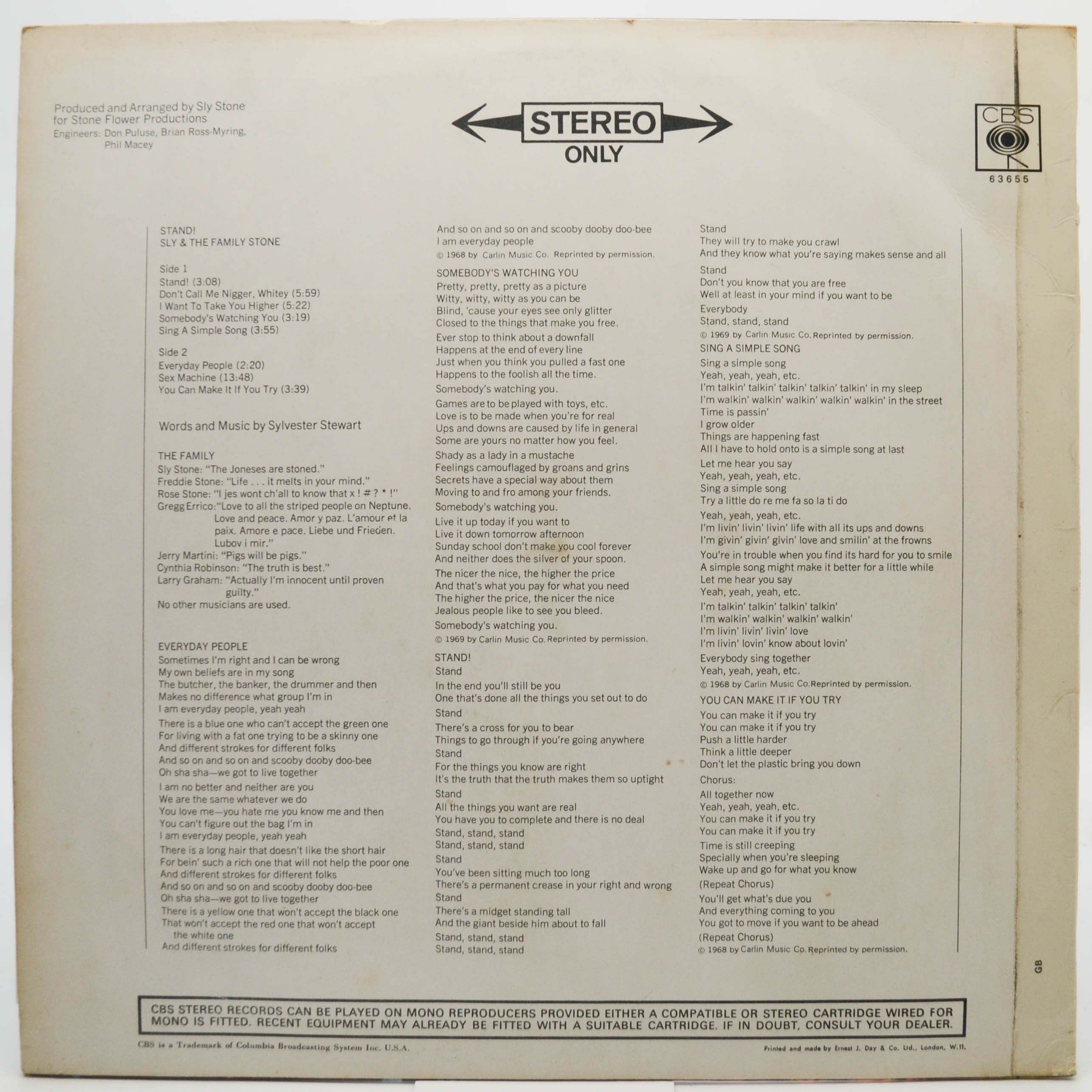 Sly And The Family Stone — Stand! (UK), 1969