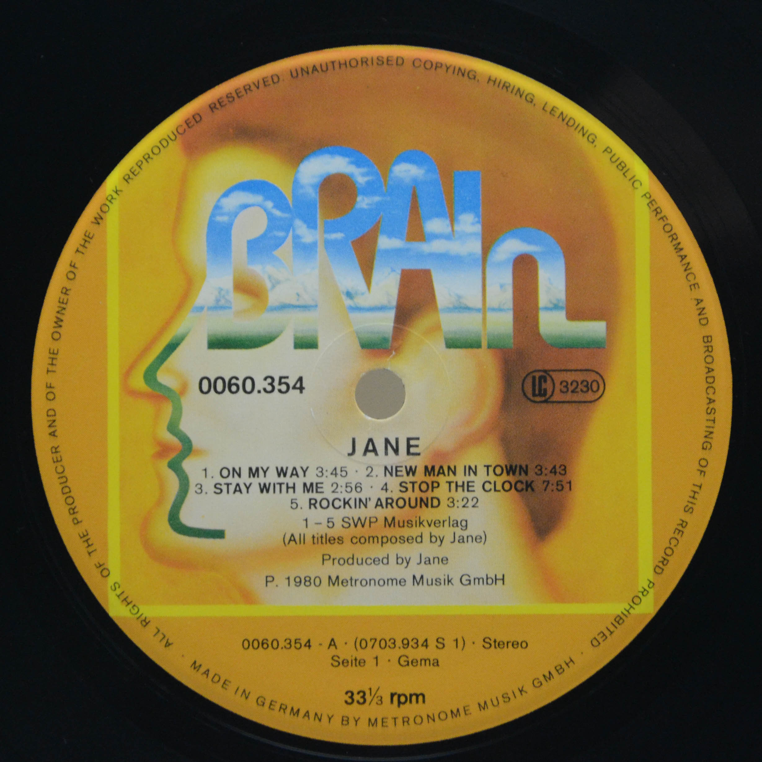Виниловая пластинка Jane — Jane (1-st, Germany), 1980
