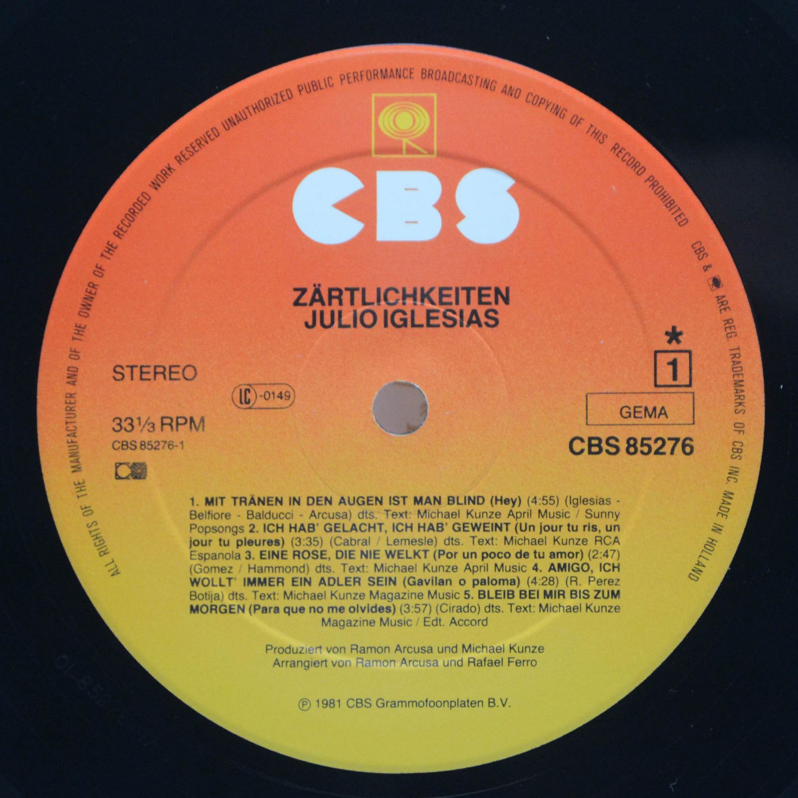 Julio Iglesias — Zärtlichkeiten, 1981