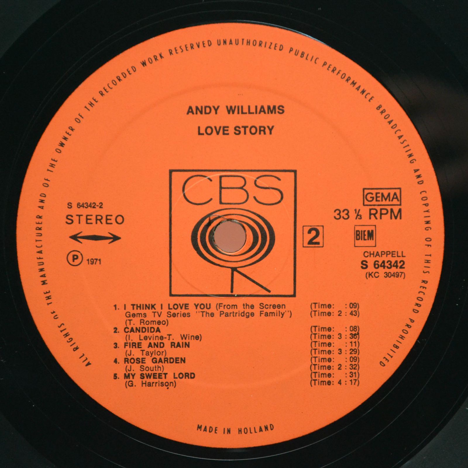 Andy Williams — Love Story, 1971