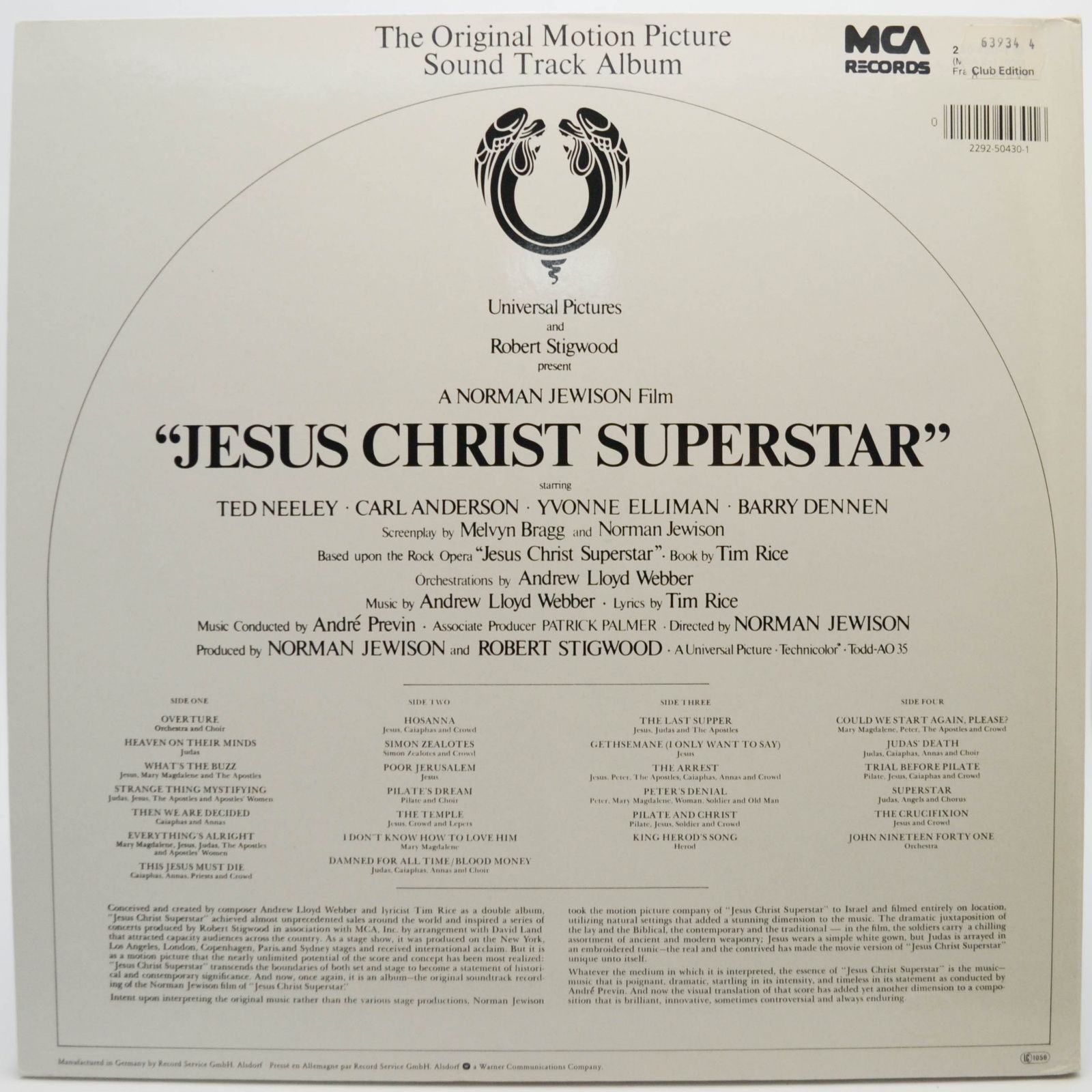 Various — Jesus Christ Superstar (The Original Motion Picture Sound Track Album) (2LP, booklet), 1973