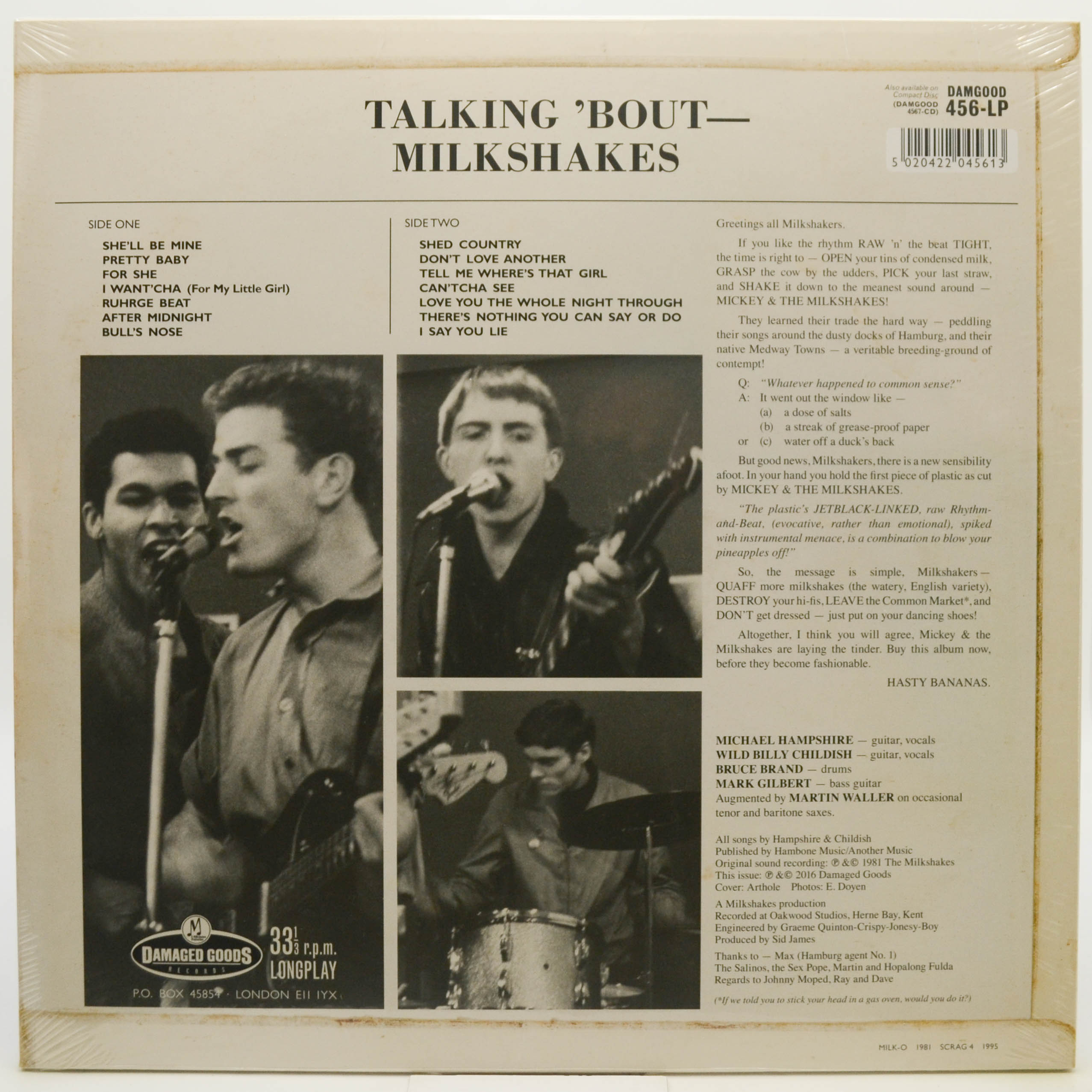 Виниловая пластинка Mickey & The Milkshakes — Talking 'Bout... Milkshakes! (UK), 1981