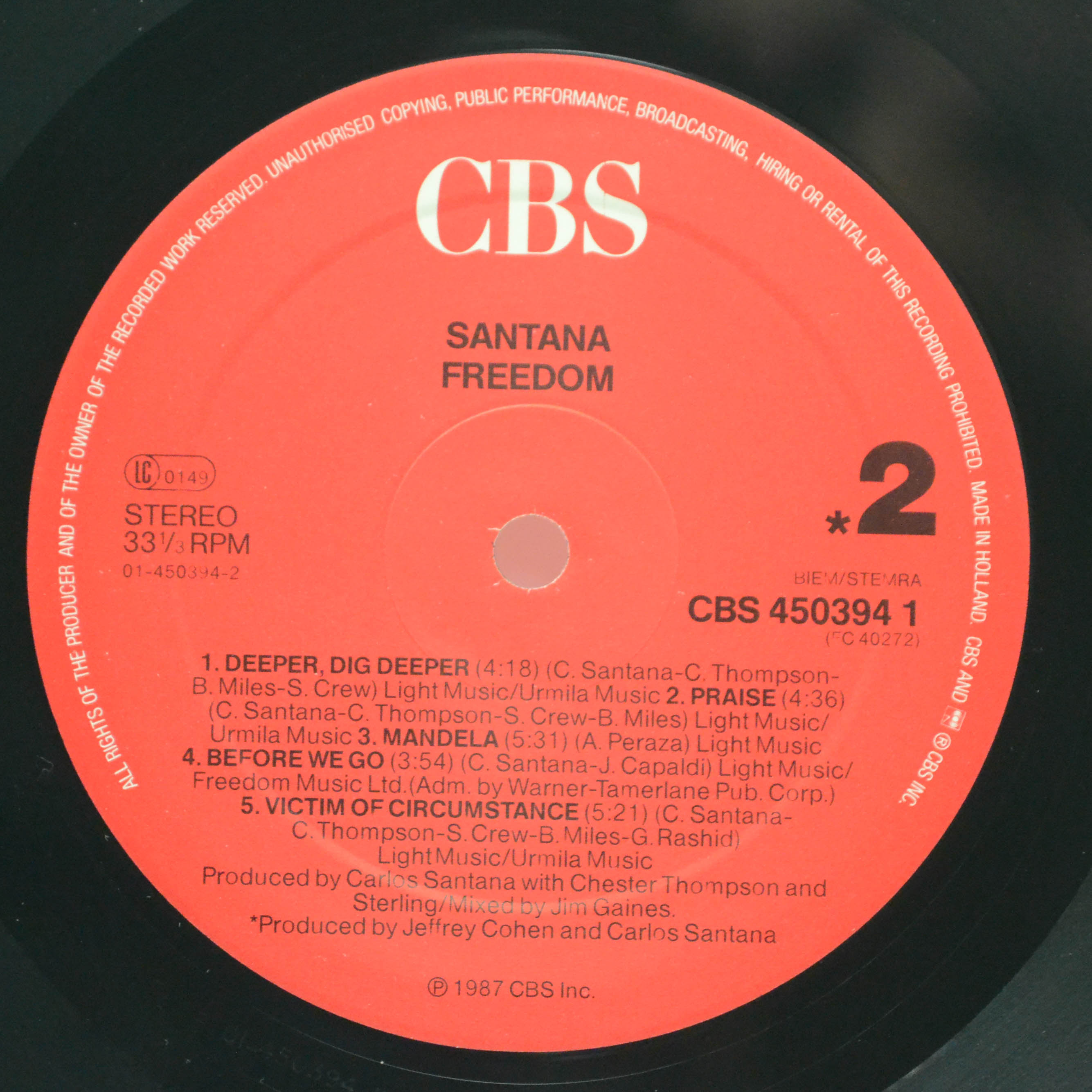 Santana — Freedom, 1987