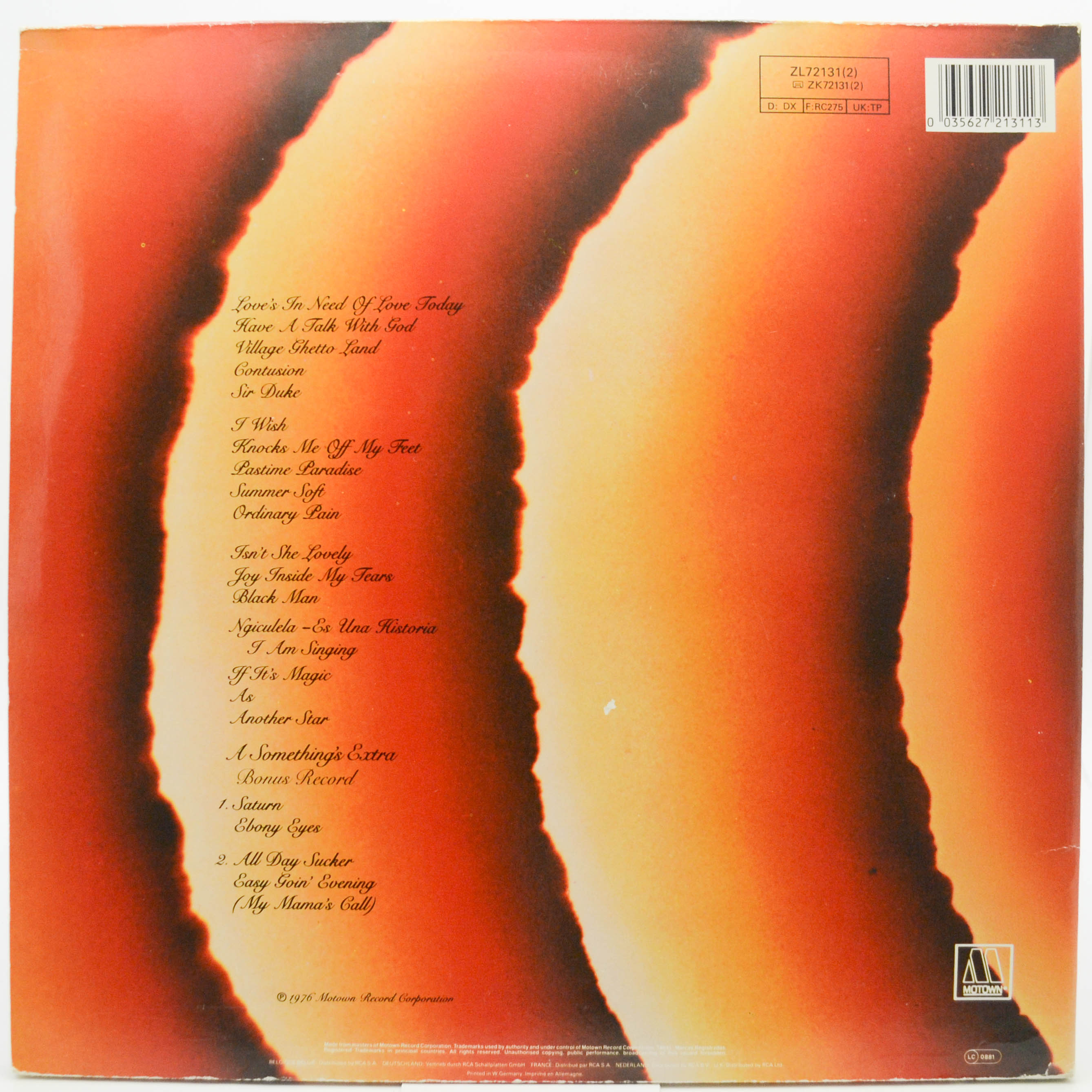 Stevie Wonder — Songs In The Key Of Life (2LP+7", booklet), 1976