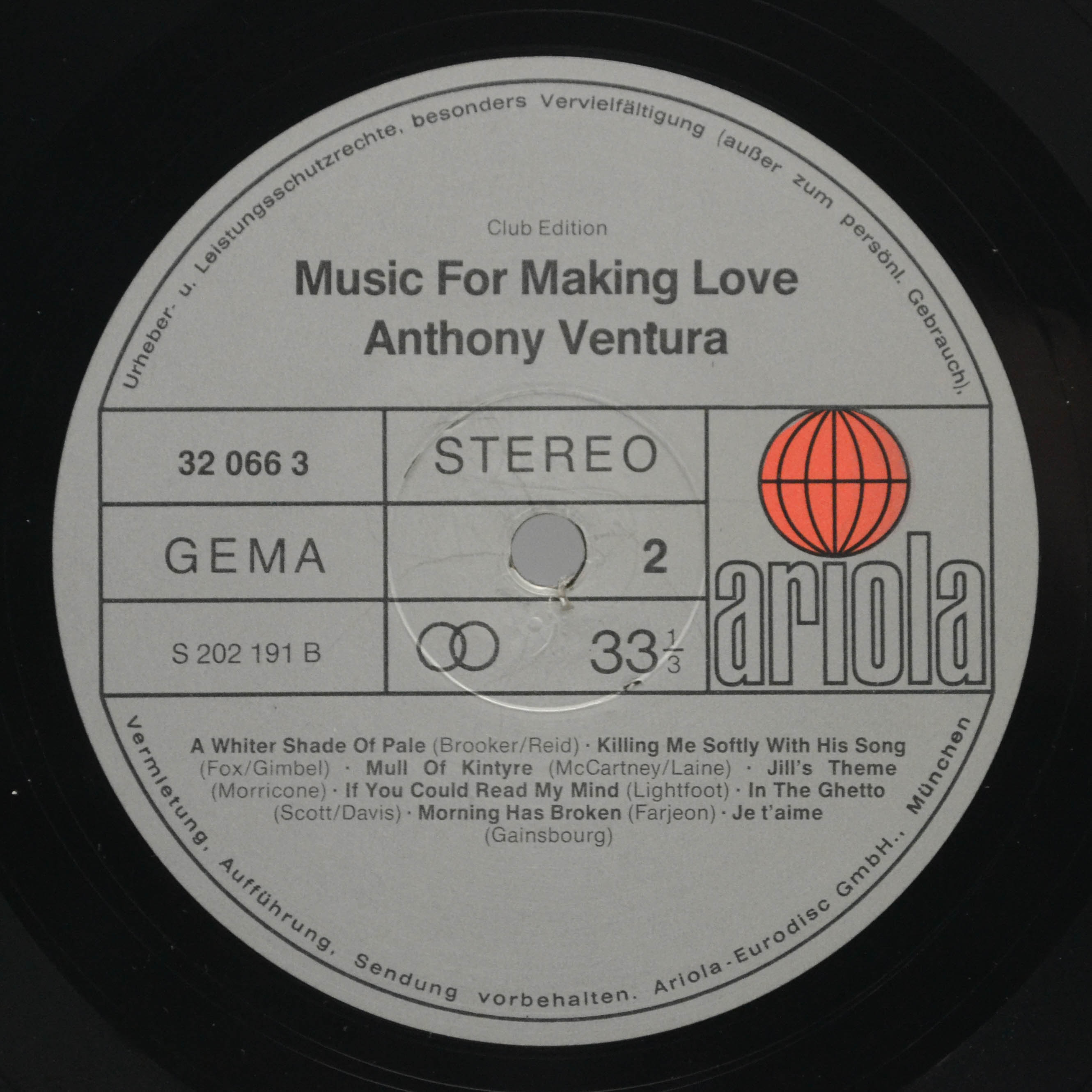 Виниловая пластинка Anthony Ventura And His Orchestra — Music For Making Love, 1979
