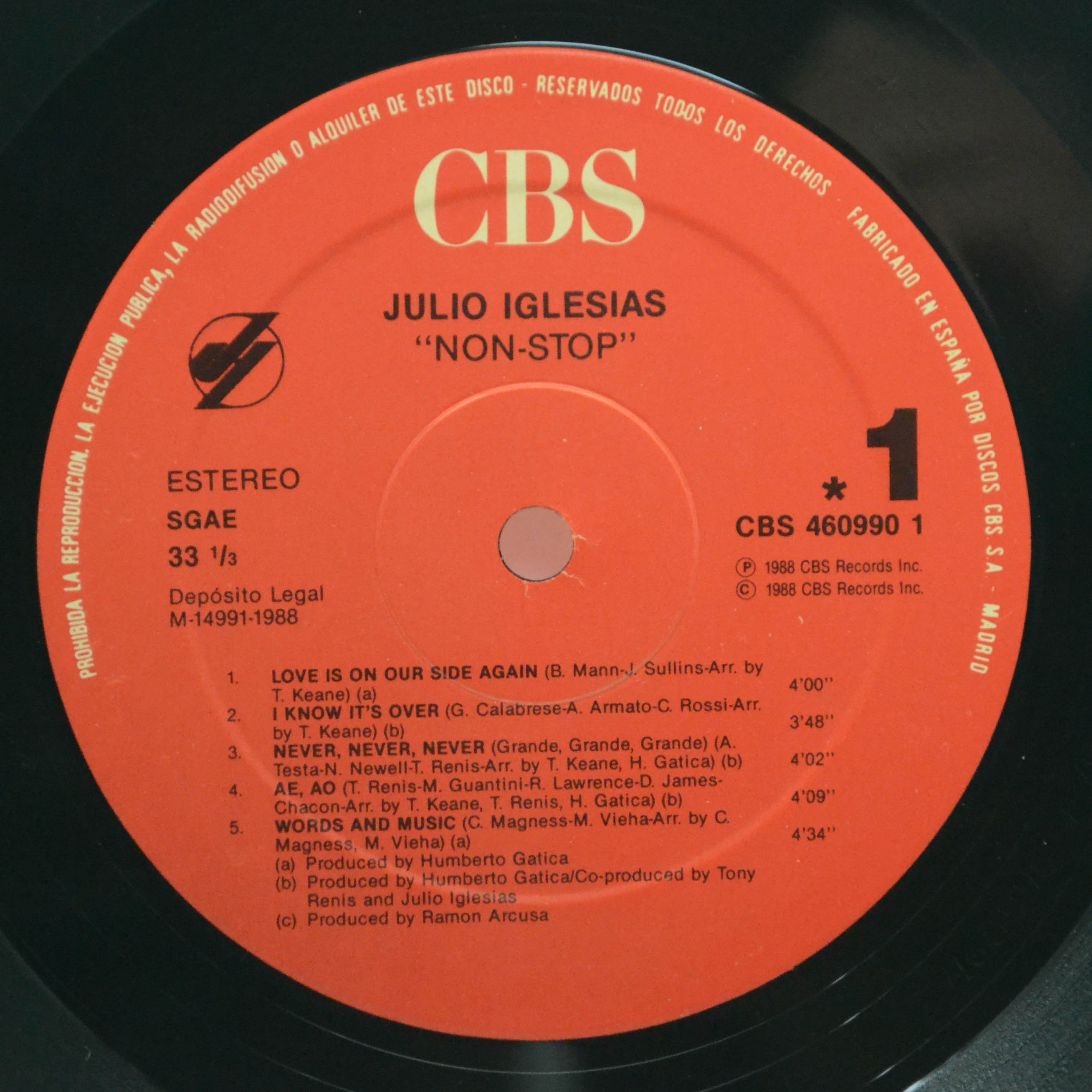 Julio Iglesias — Non Stop (1-st, Spain), 1988